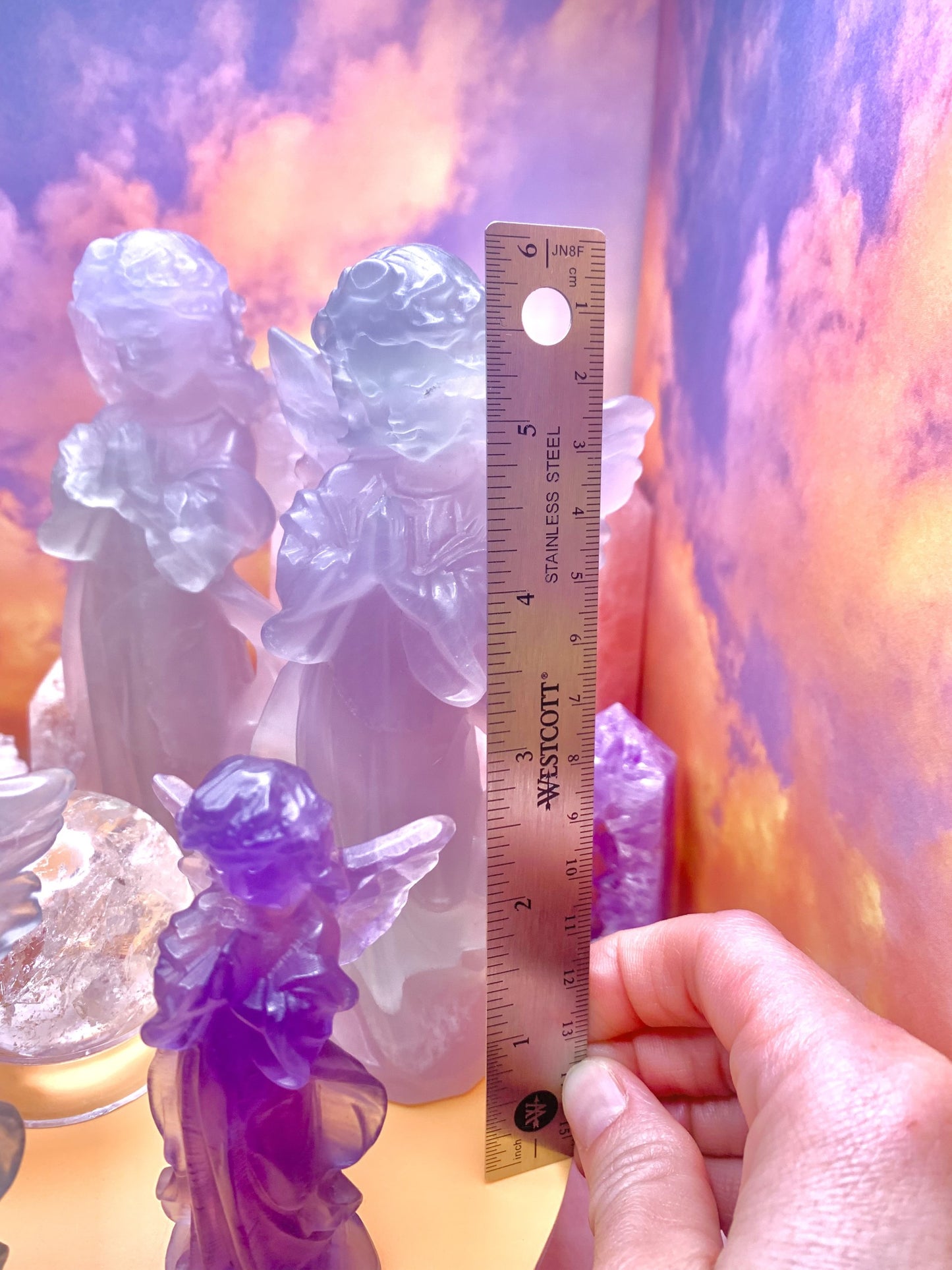 Silk Fluorite Angel Carving