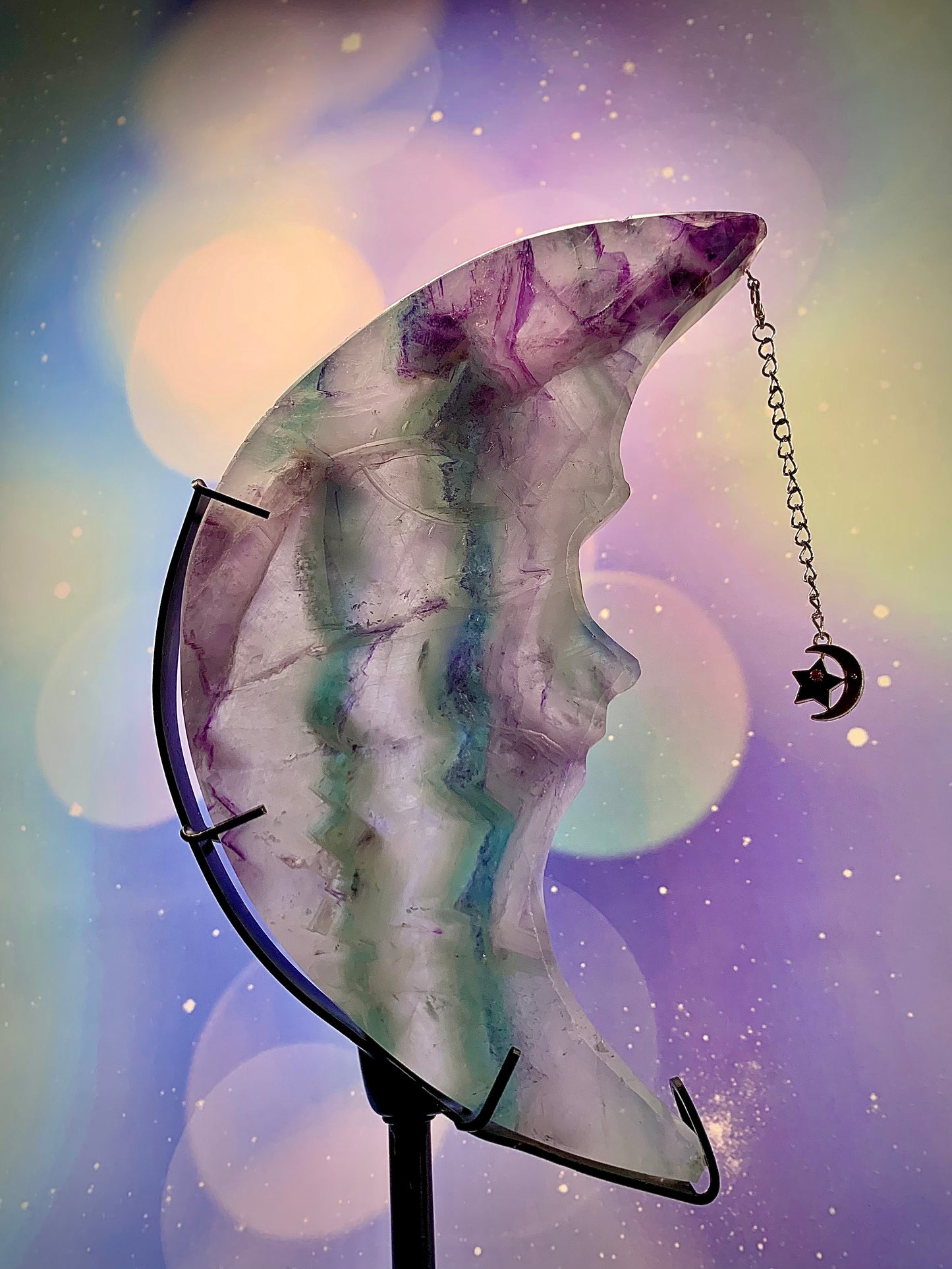 Fluorite Moon 🌙 on Stand (Large)