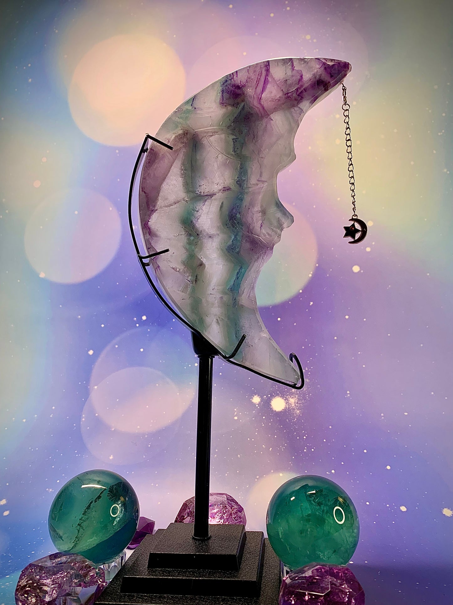 Fluorite Moon 🌙 on Stand (Large)