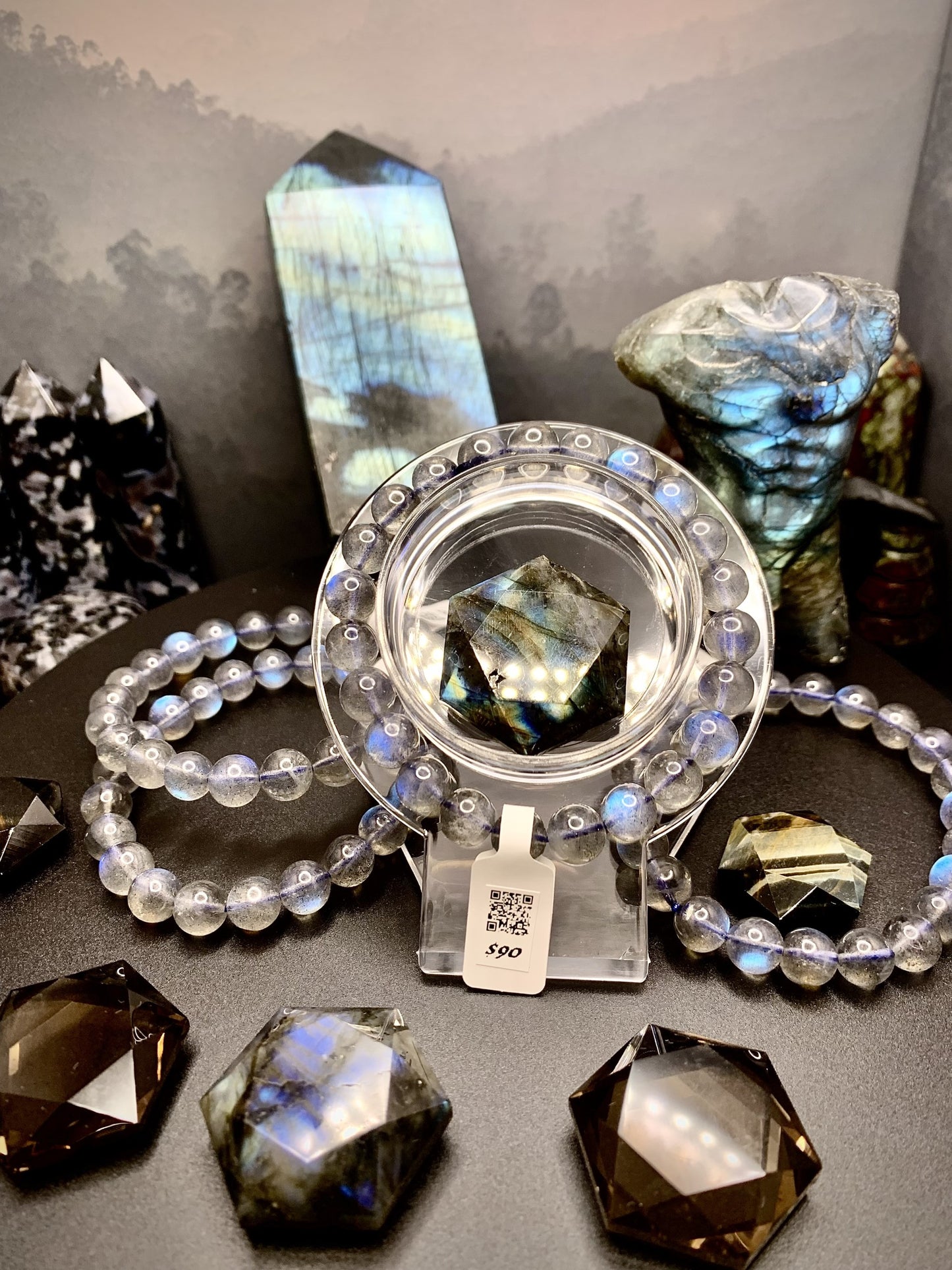 Labradorite Round Bead Bracelet 8-9mm (HQ*)