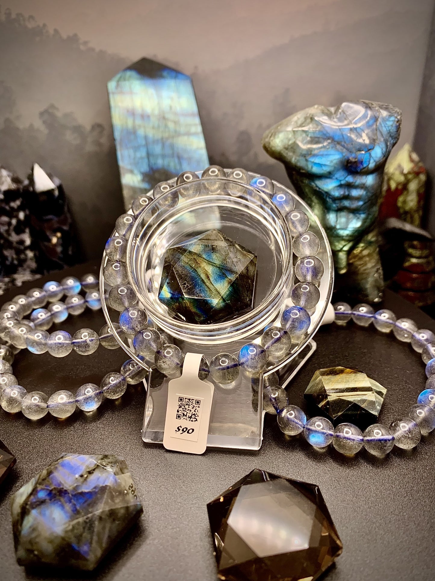 Labradorite Round Bead Bracelet 8-9mm (HQ*)