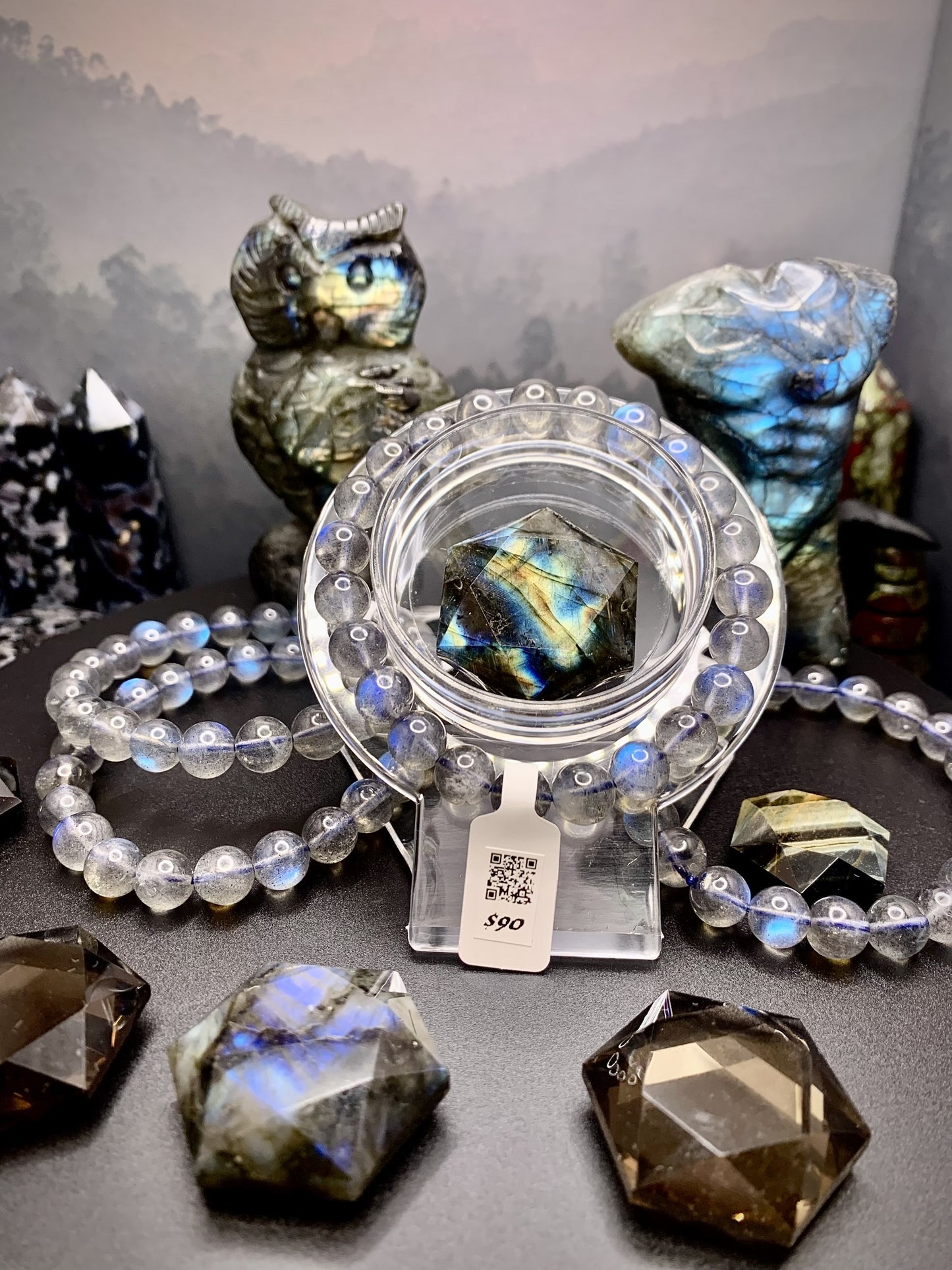 Labradorite Round Bead Bracelet 8-9mm (HQ*)