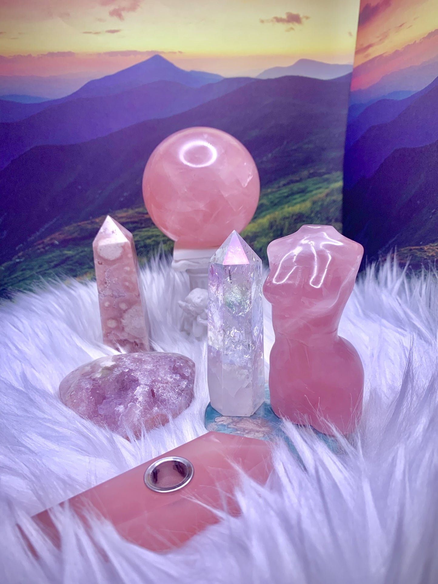 Rose Quartz Goddess Body Carving