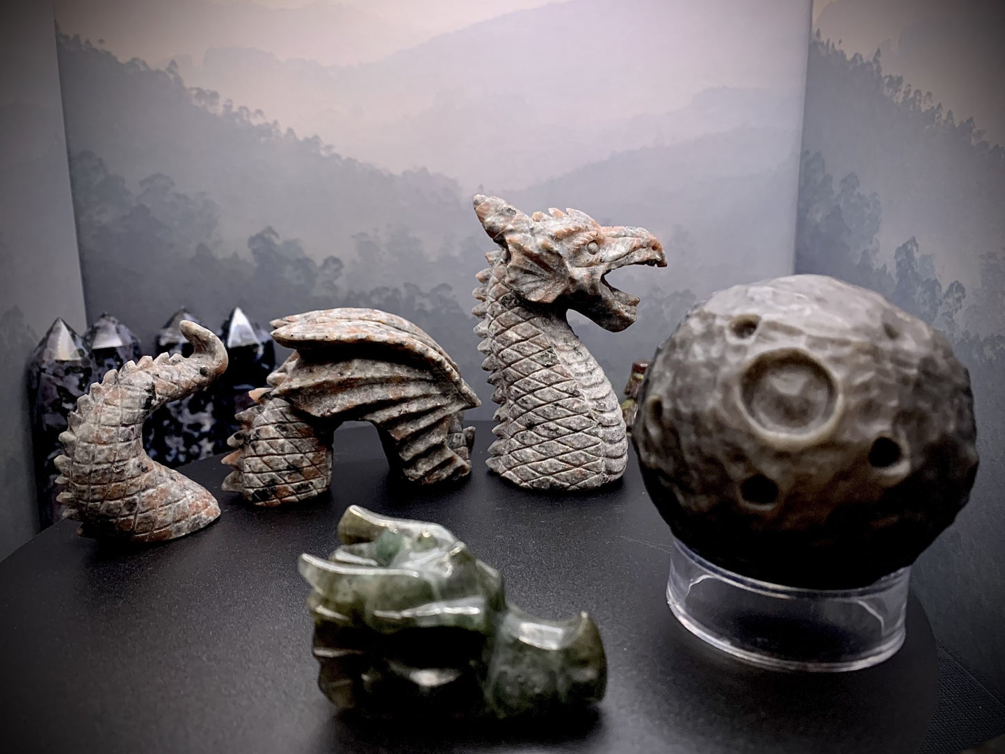 Sliver Sheen Obsidian Moon Sphere