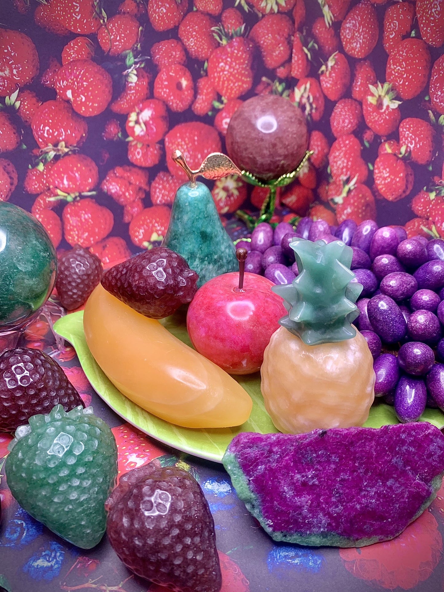 Strawberry Quartz Strawberry Carving (Larger)