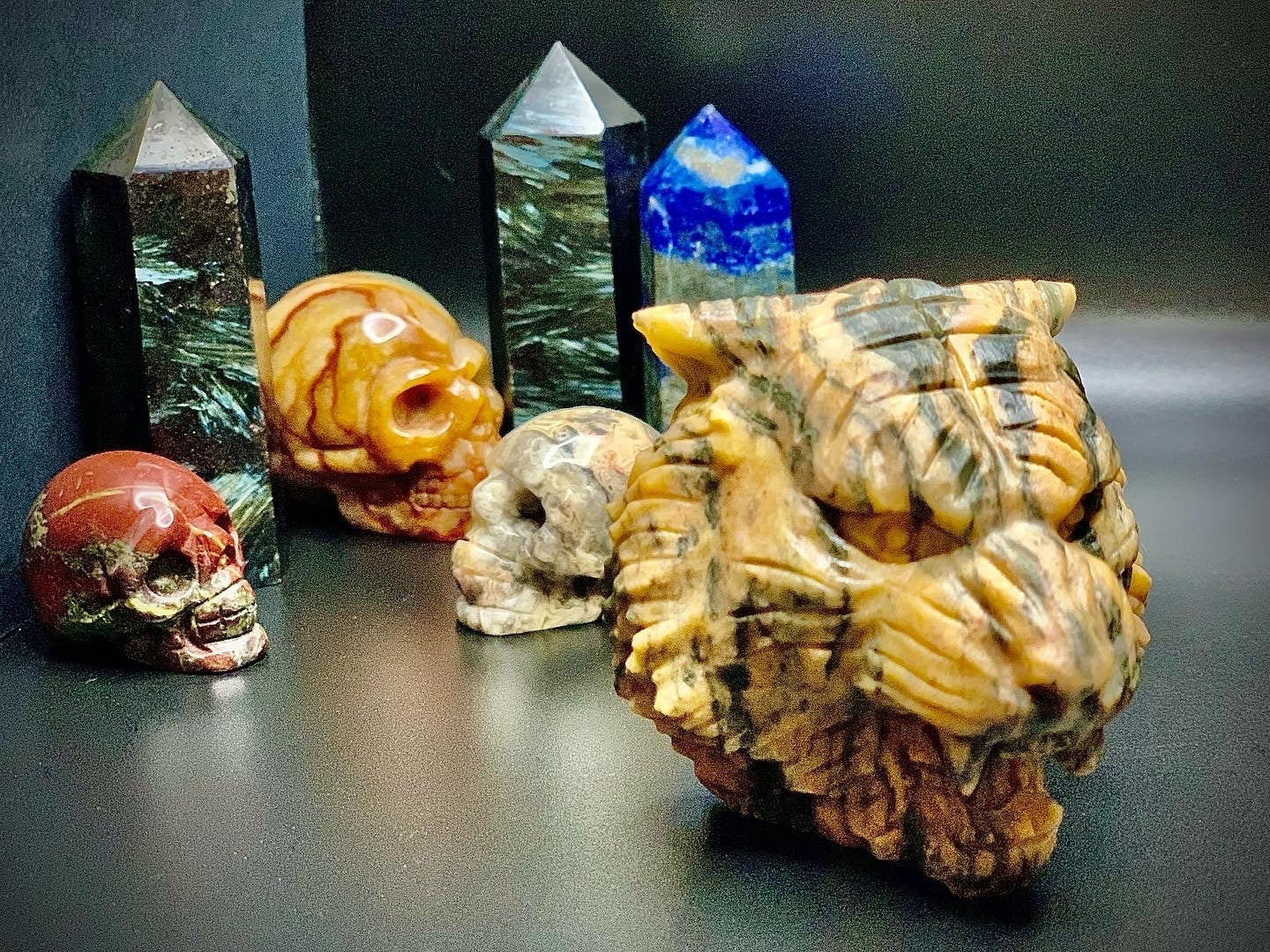 Tiger-Skin Jasper Tiger Face Carving