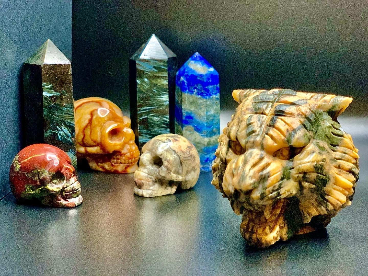 Tiger-Skin Jasper Tiger Face Carving