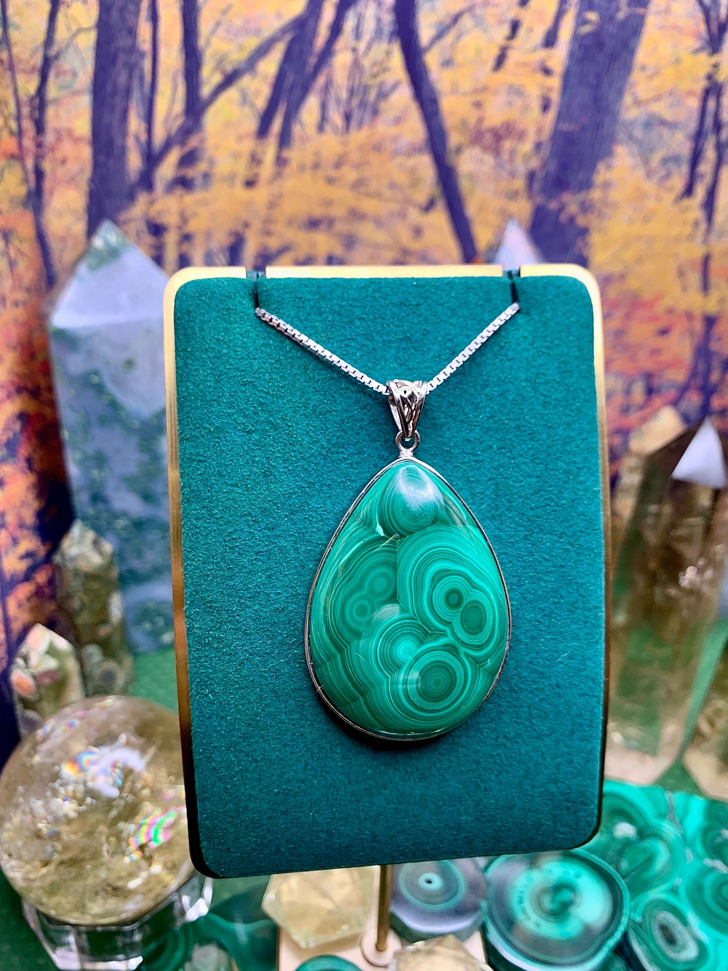 Malachite Pendant in Sterling Silver (Large)