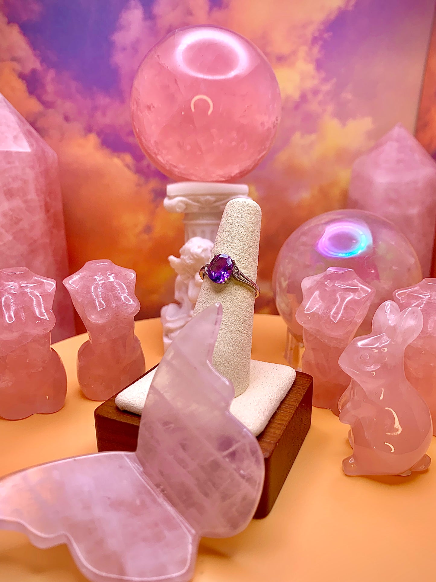 Amethyst Faceted Oval Ring in Sterling Silver