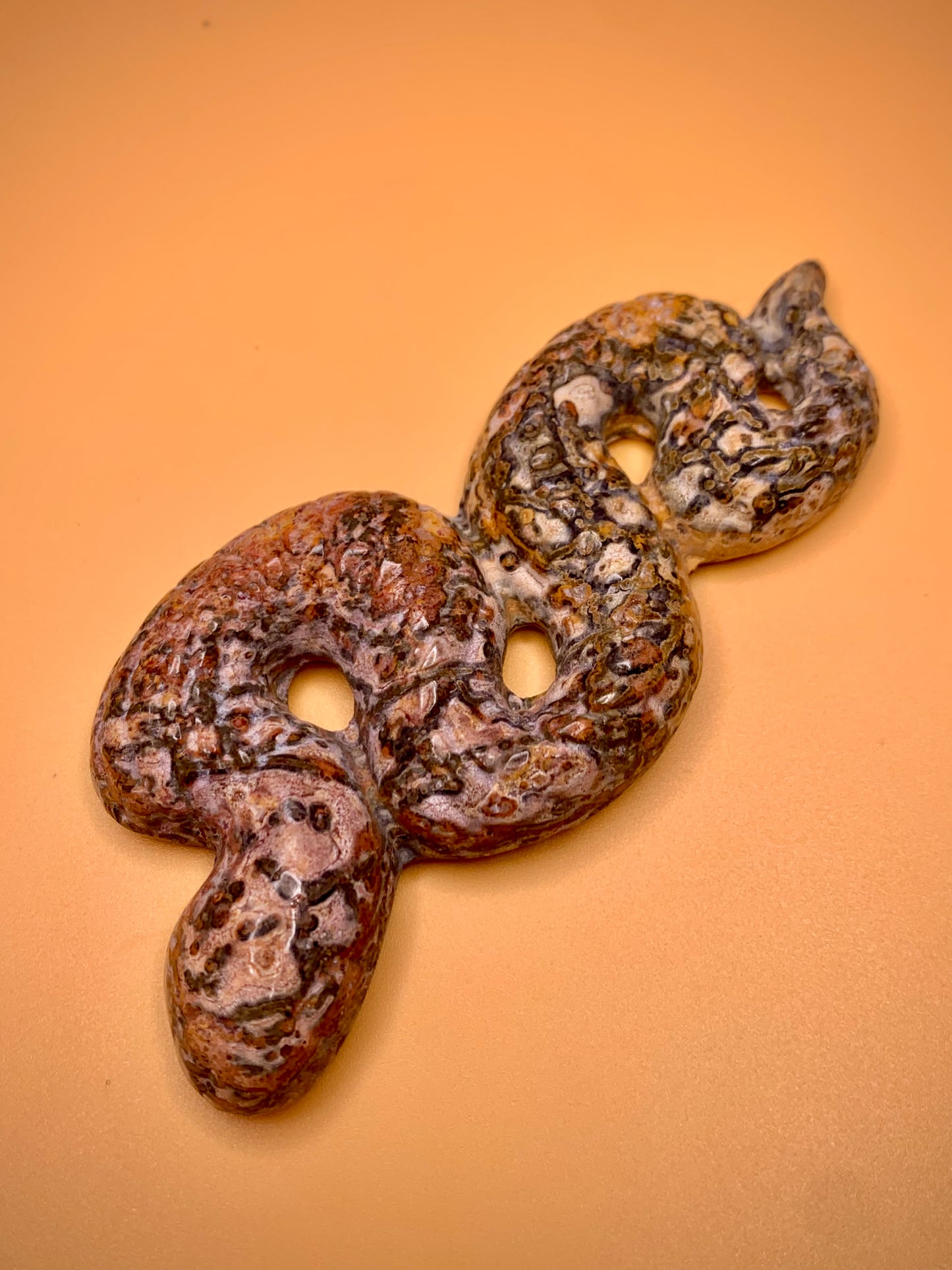 Leopard Skin Jasper Snake Carving