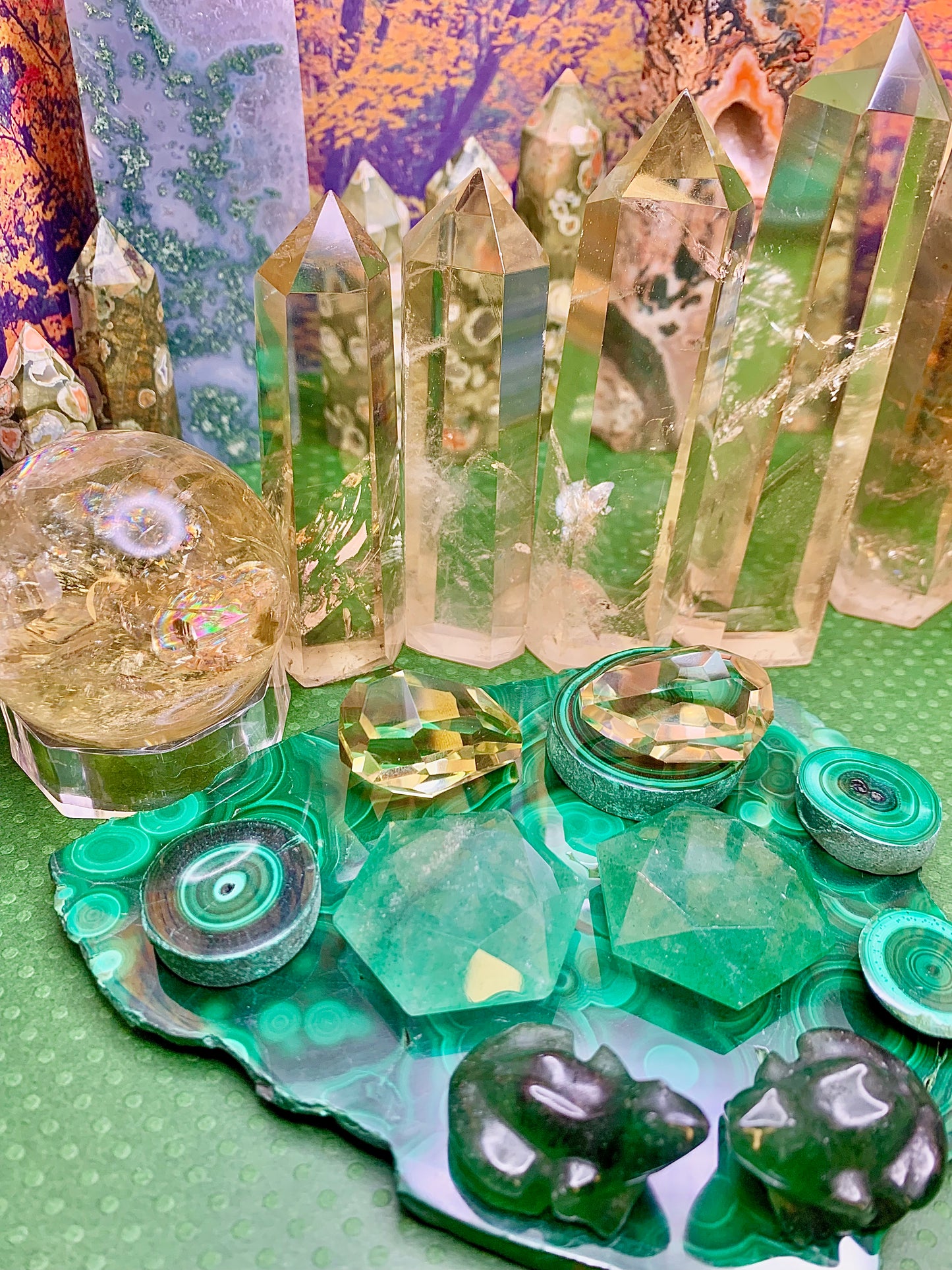 Green Strawberry Quartz Star of David Pocket Stone