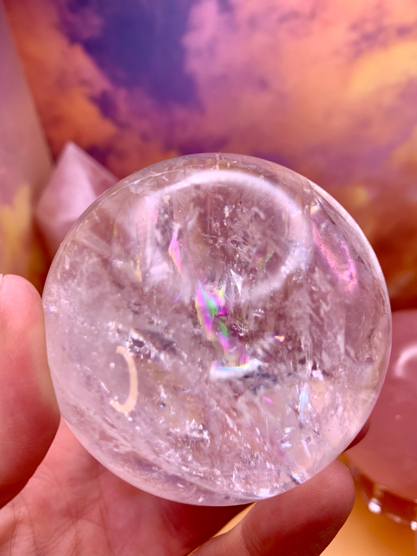 Clear Quartz Sphere with Rainbows