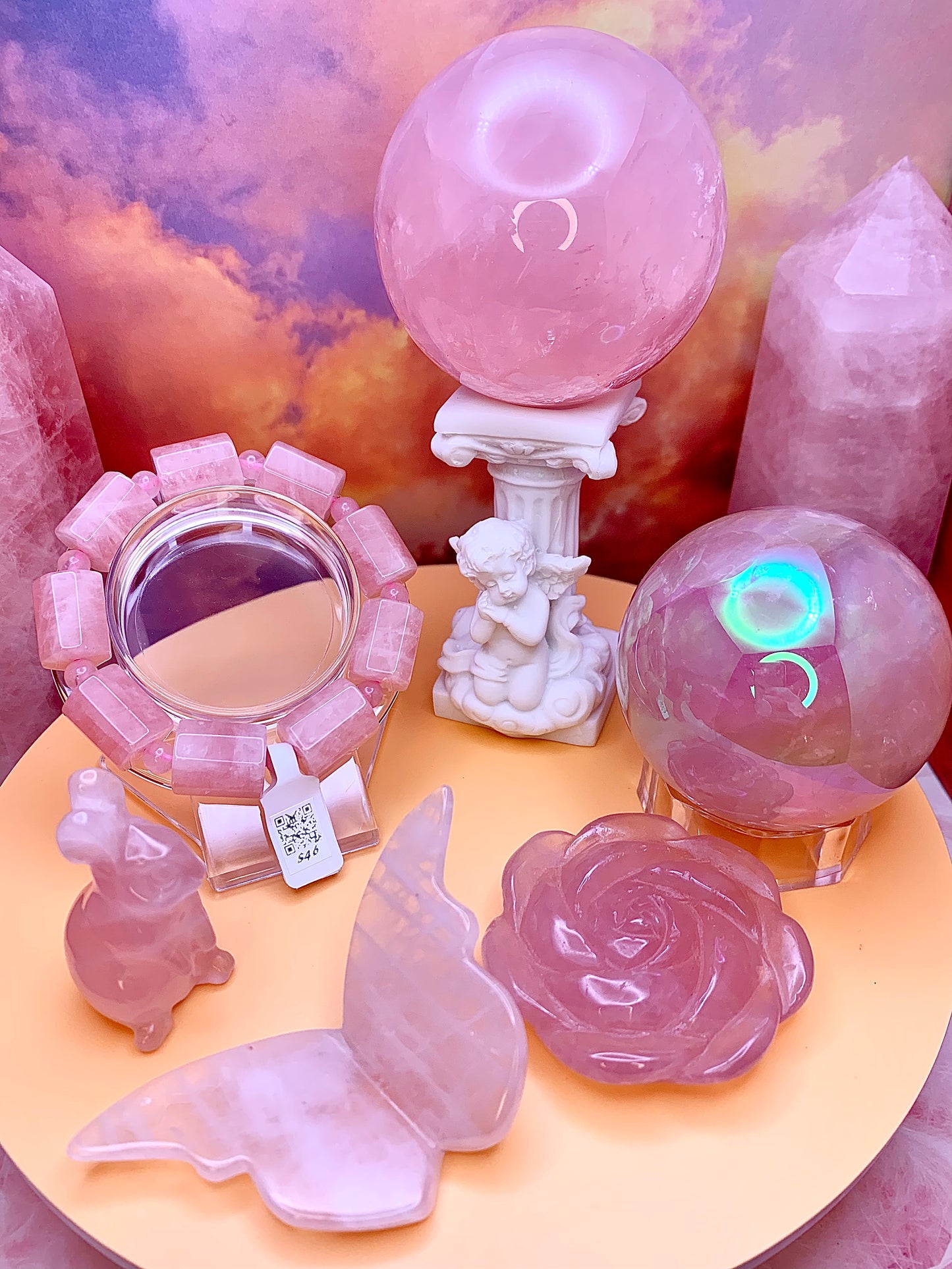 Rose Quartz Barrel Bracelet 12mm