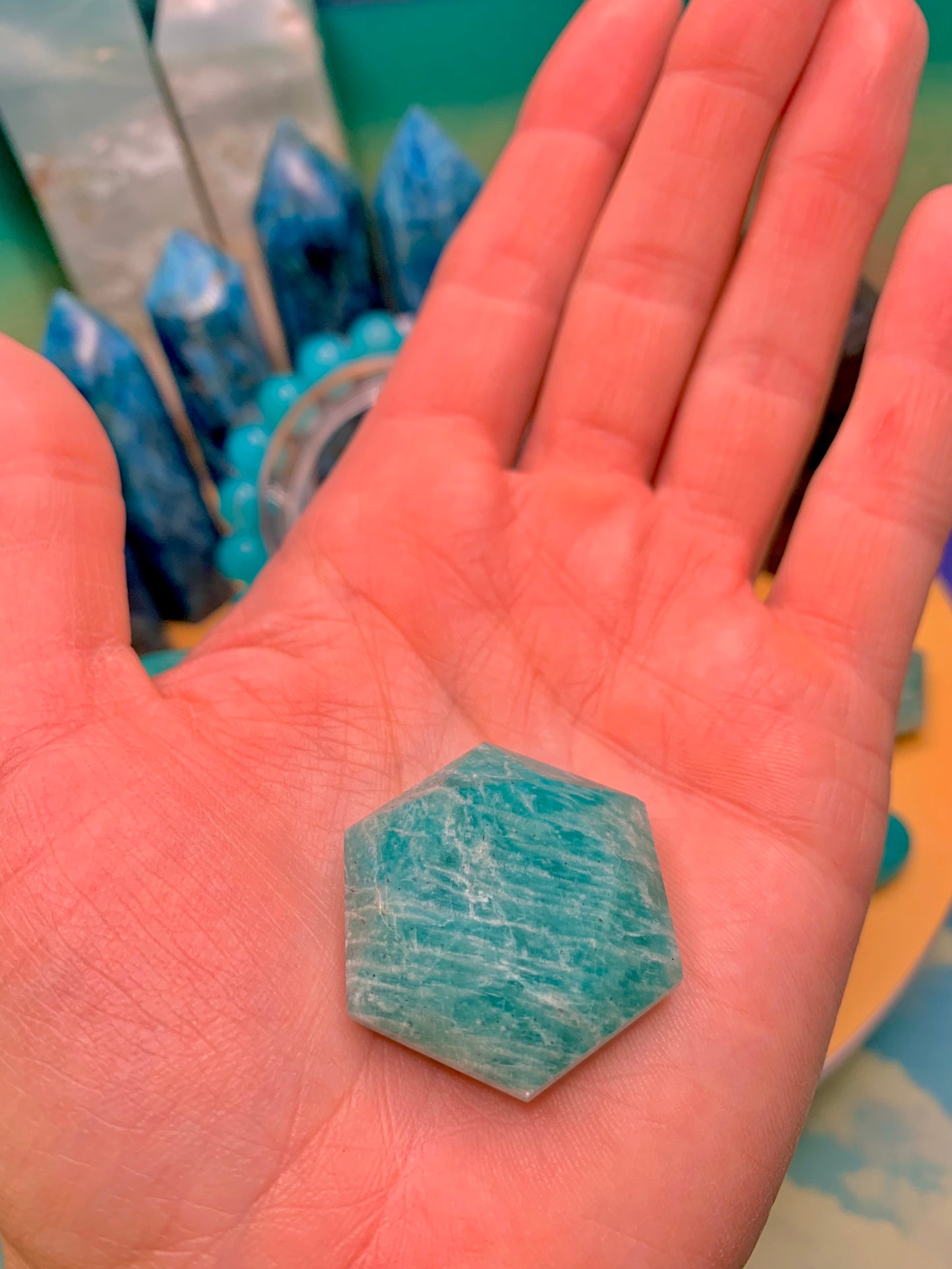 Amazonite Star of David Pocket Stone