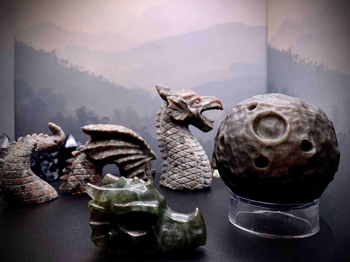 Labradorite Dragon Skull Carving (Blue/Green Flash)