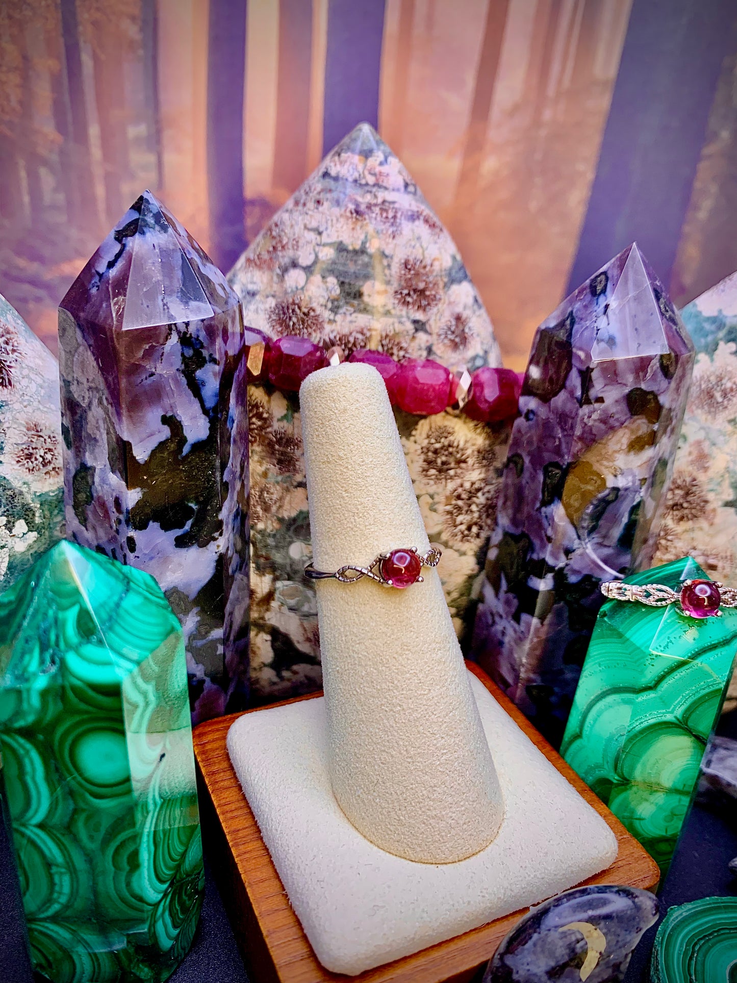 Pink Garnet in Sterling Silver *Adjustable* Ring