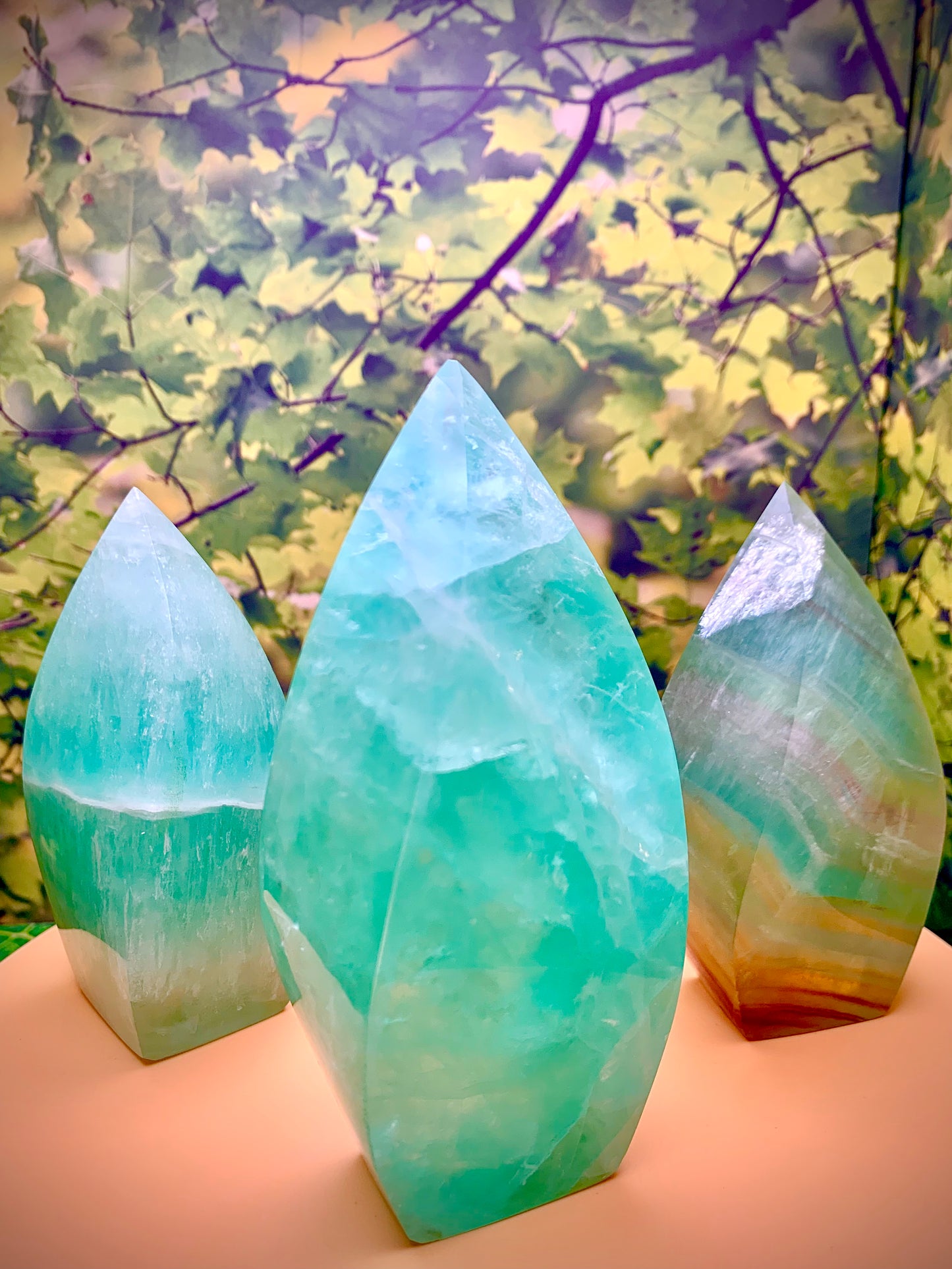 Caribbean Mint Green Fluorite Flame ๐ฅ Freeform