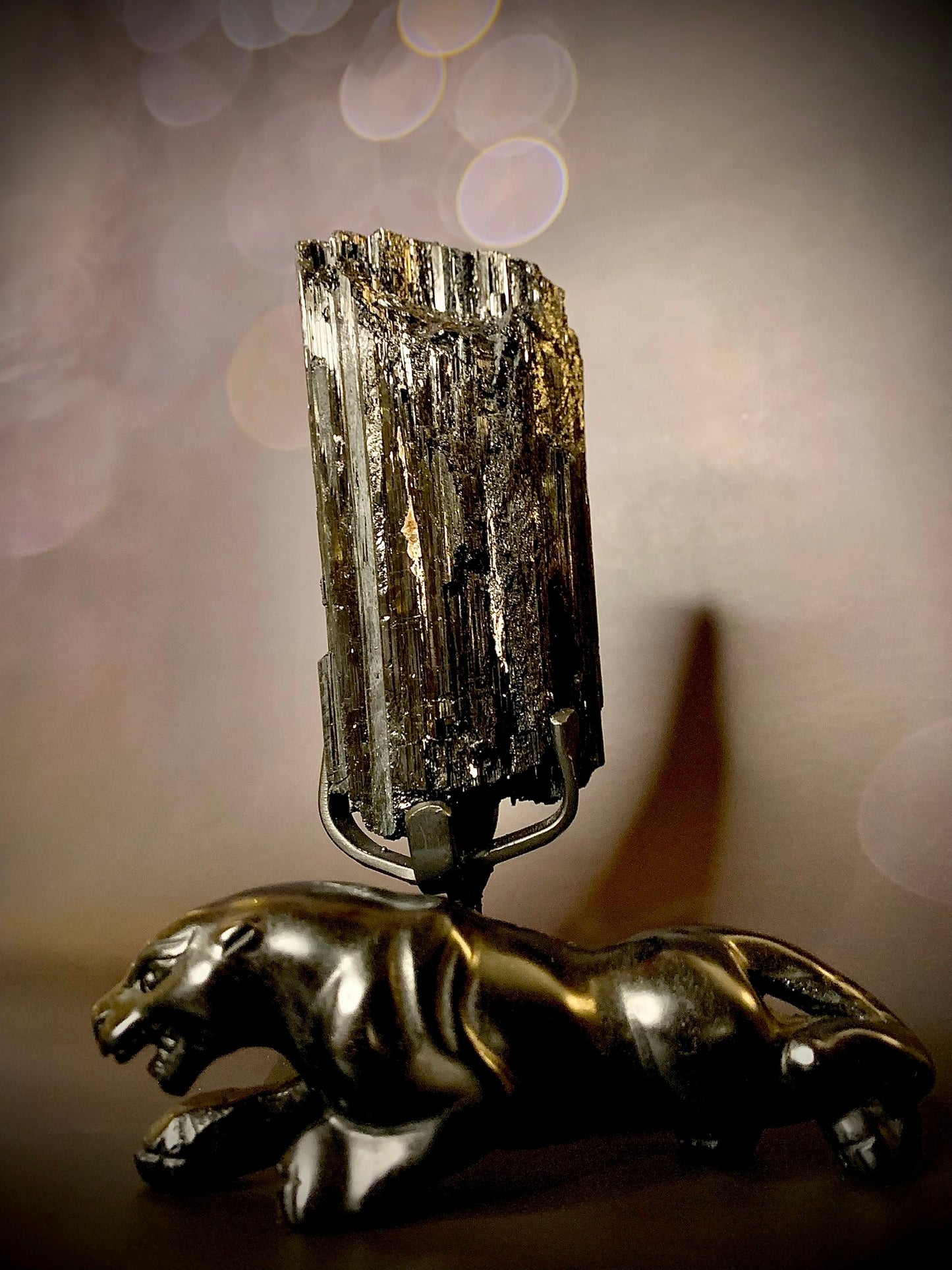 Brazilian Black Tourmaline in Stand