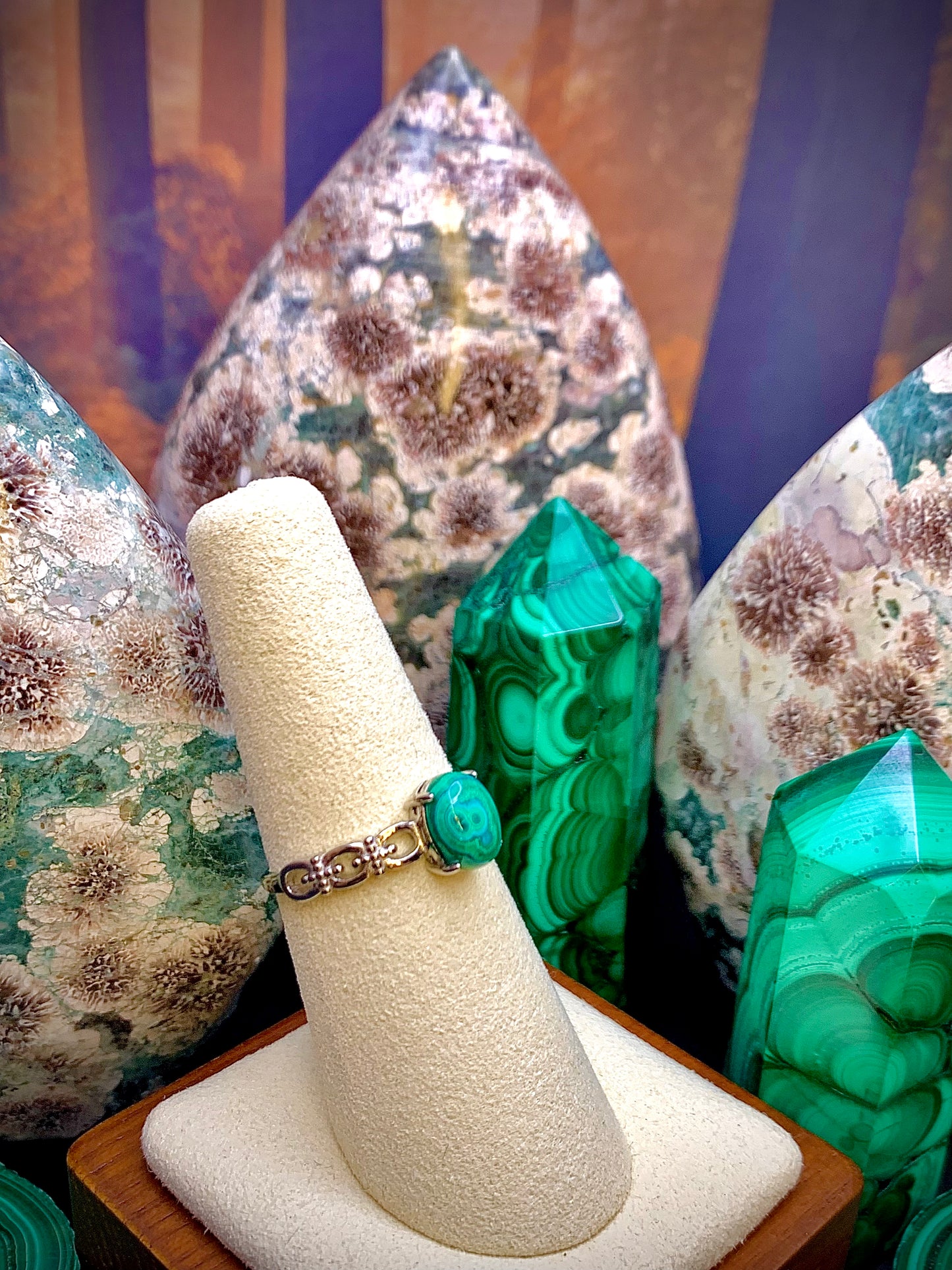 Malachite Ring in Sterling Silver *Adjustable*