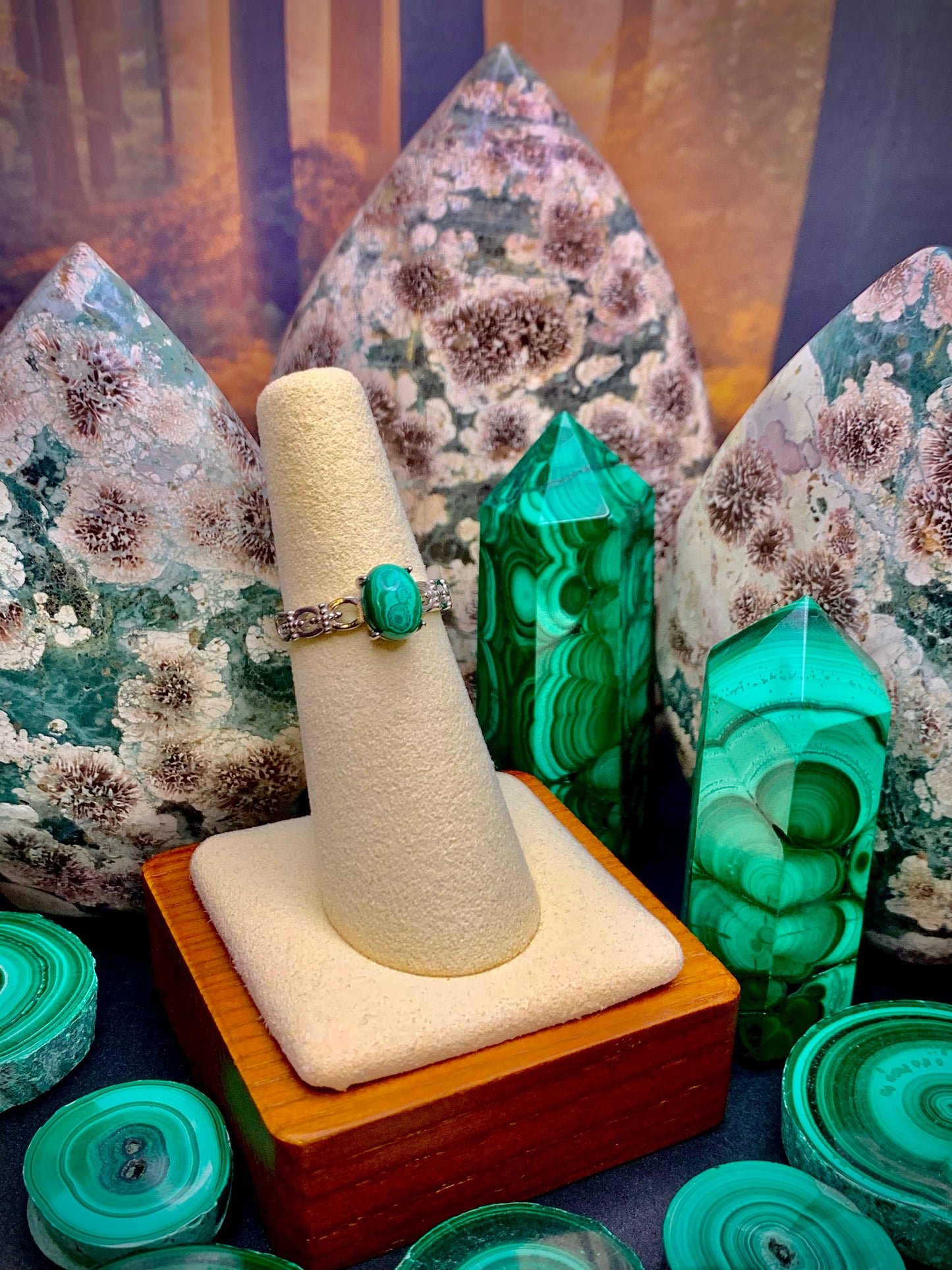 Malachite Ring in Sterling Silver *Adjustable*