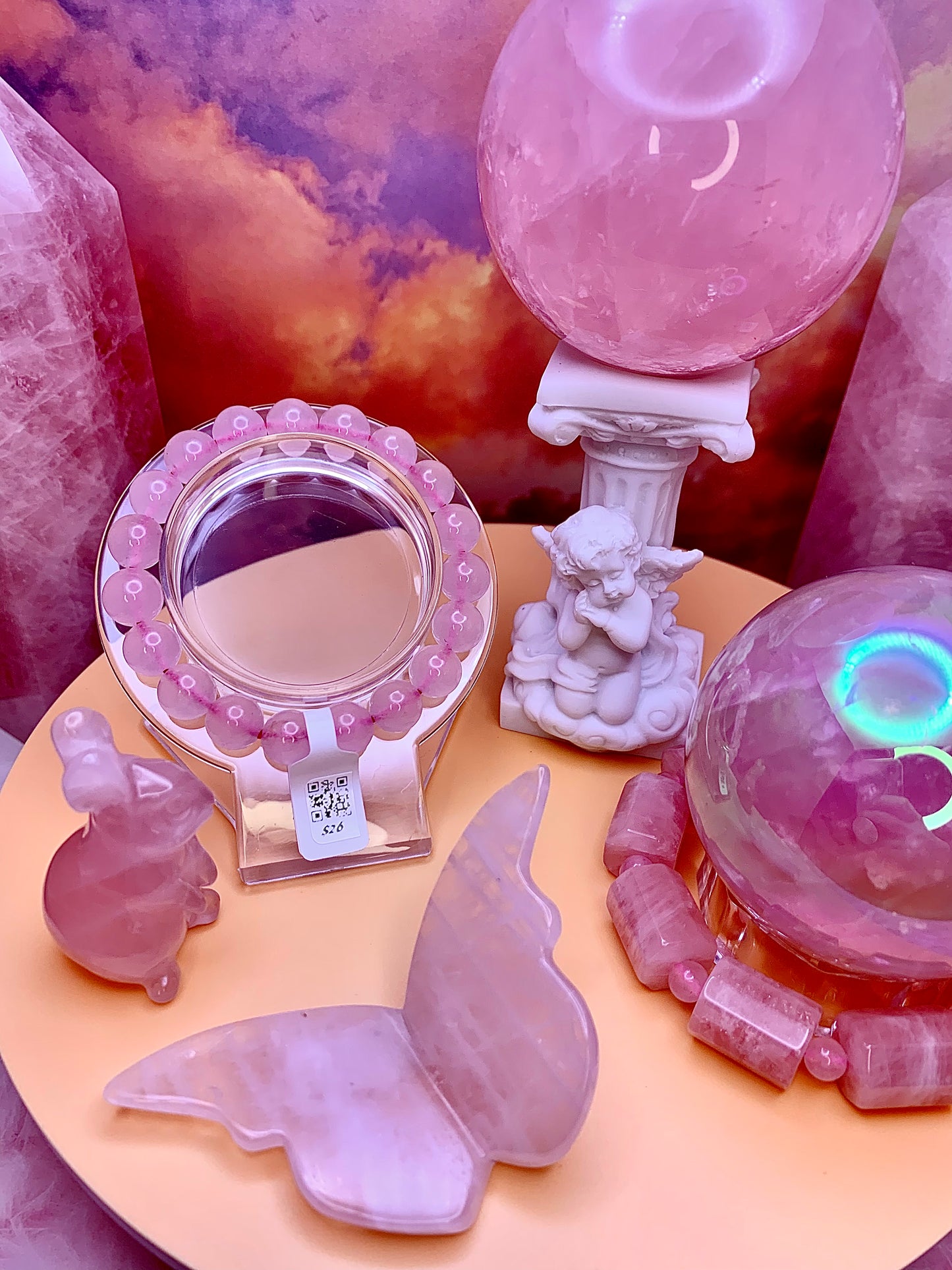 Rose Quartz Round Bead Bracelet 10mm