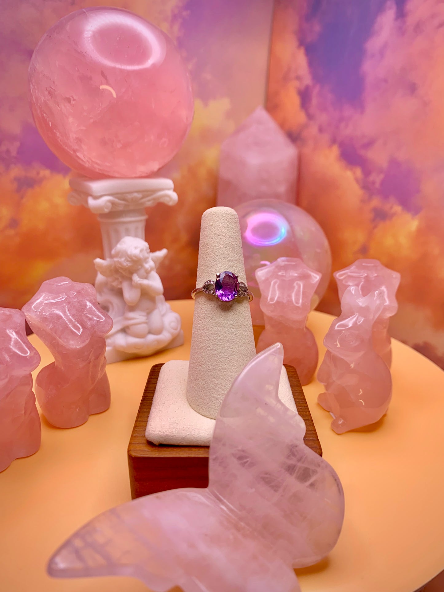 Amethyst Faceted Oval Ring in Sterling Silver