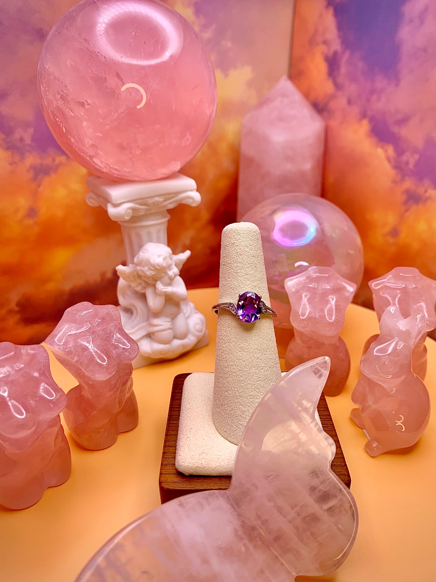 Amethyst Faceted Oval Ring in Sterling Silver