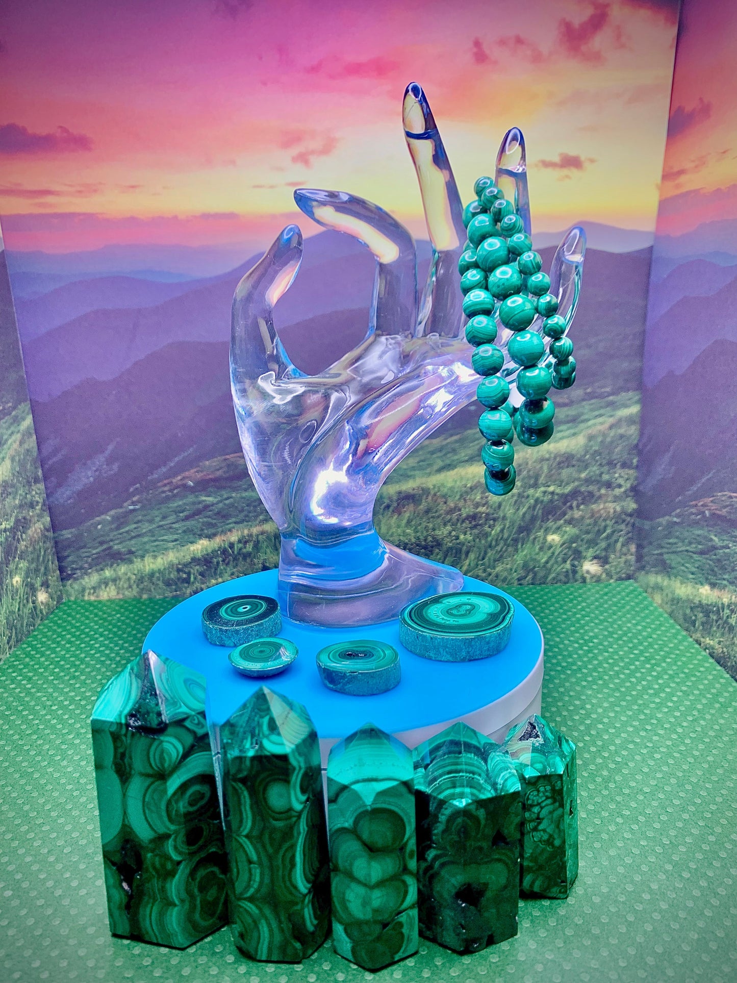 Malachite Stalactite Slice (Large/Double Center)