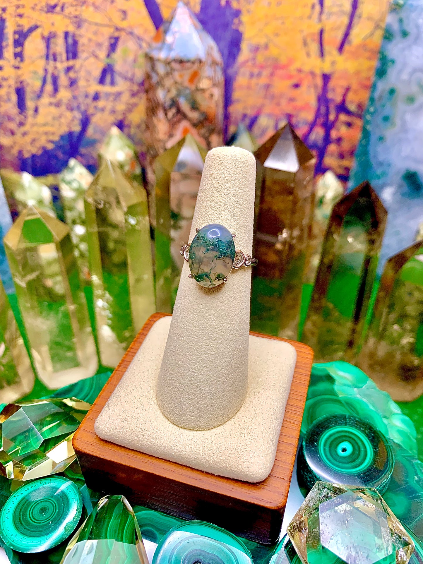 Green Moss Agate Ring