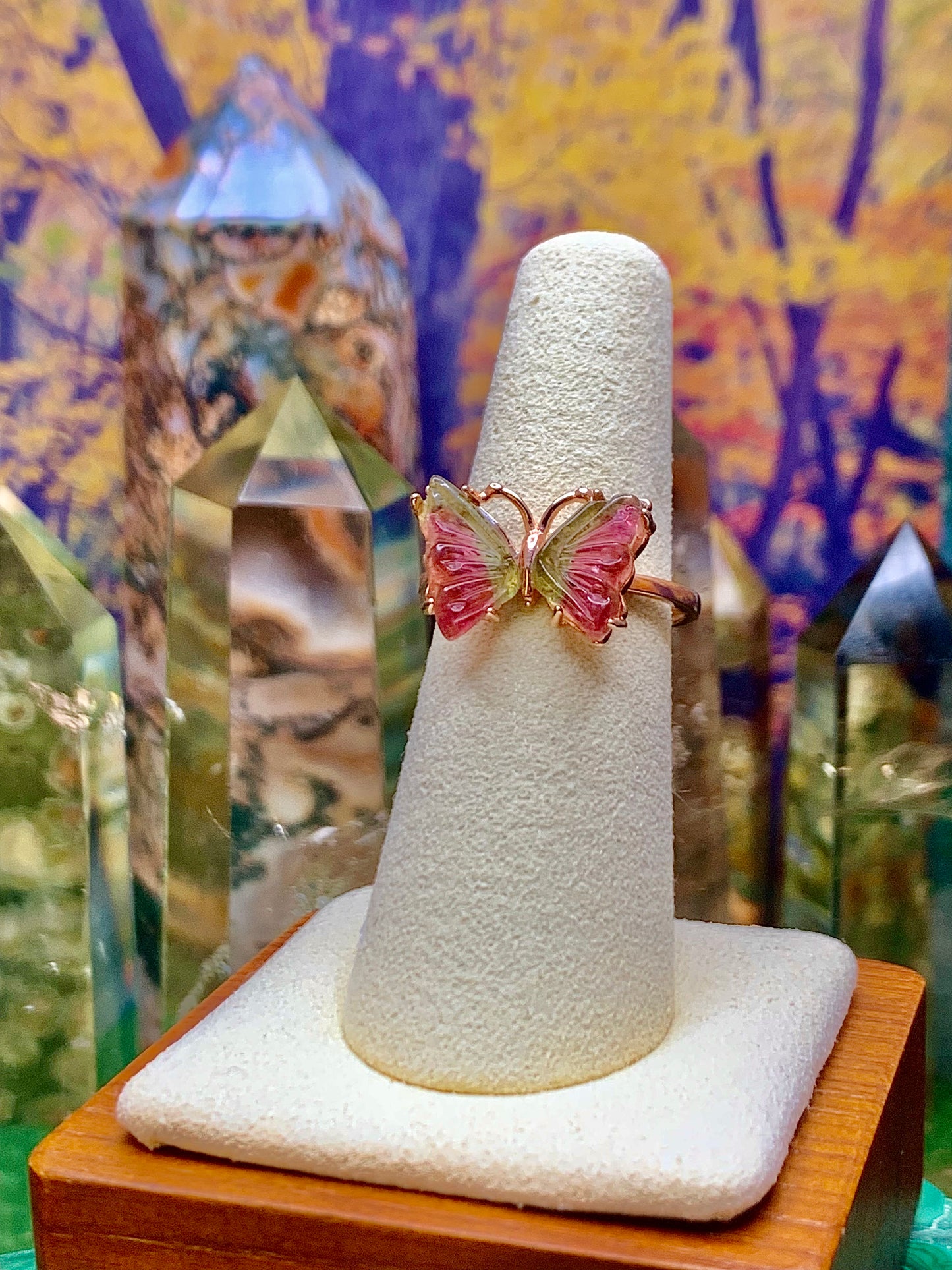 Watermelon Tourmaline Ring in Sterling with Gold Plating