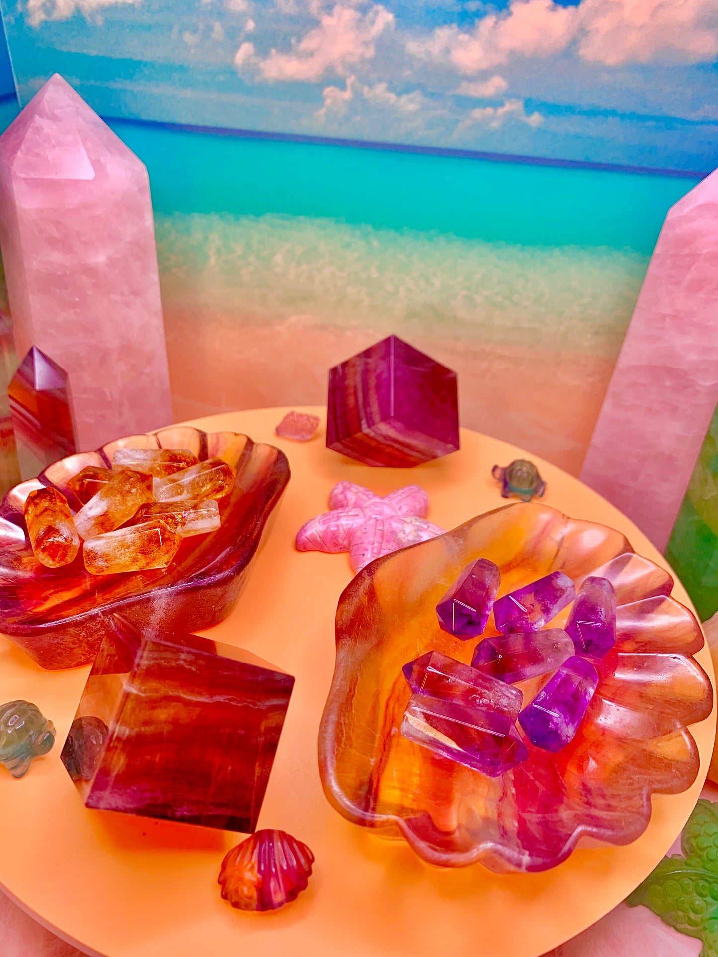 Purple & Yellow Candy Fluorite Shell Bowl (Smaller)