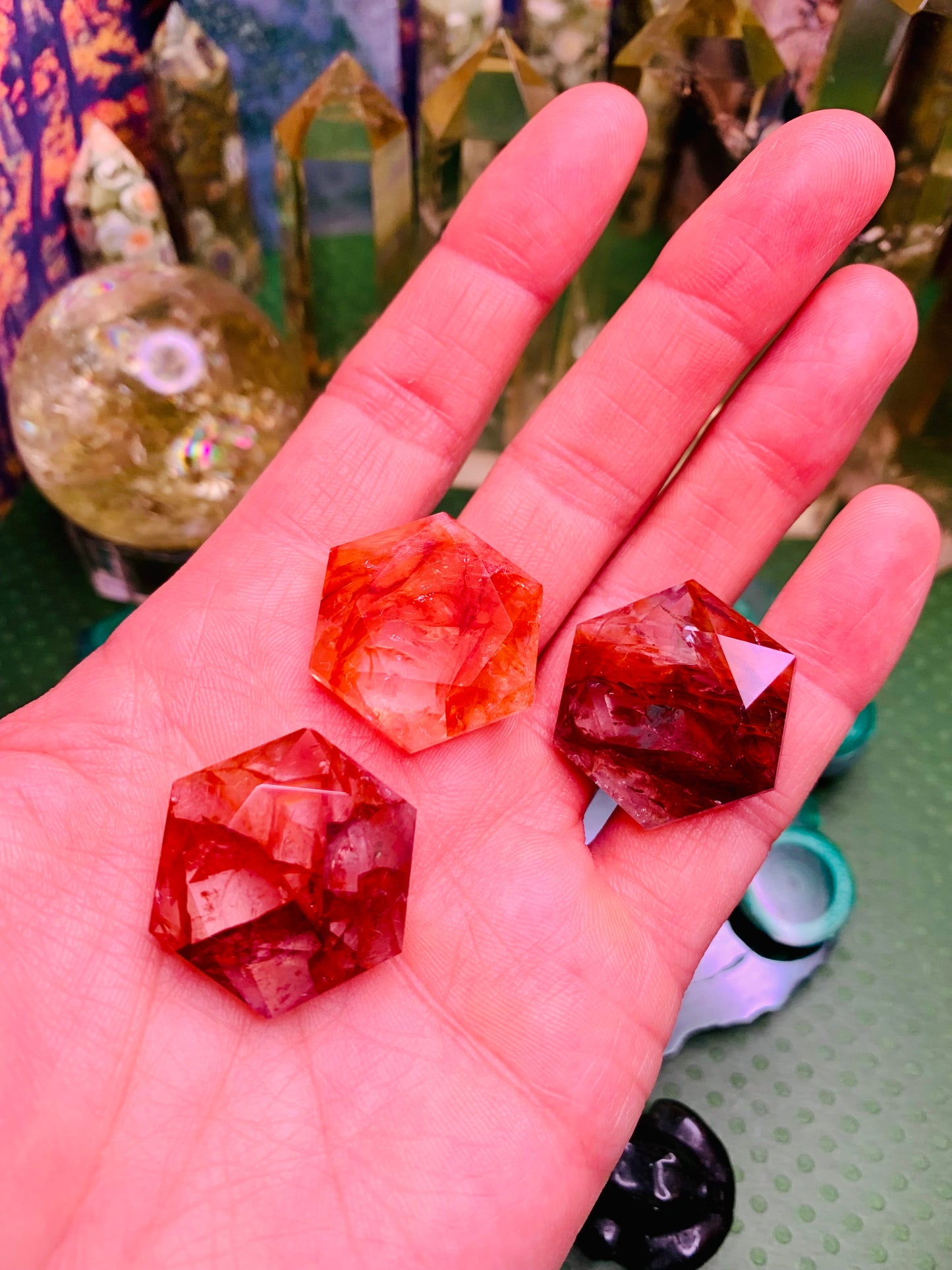 Fire Quartz Star of David Pocket Stone