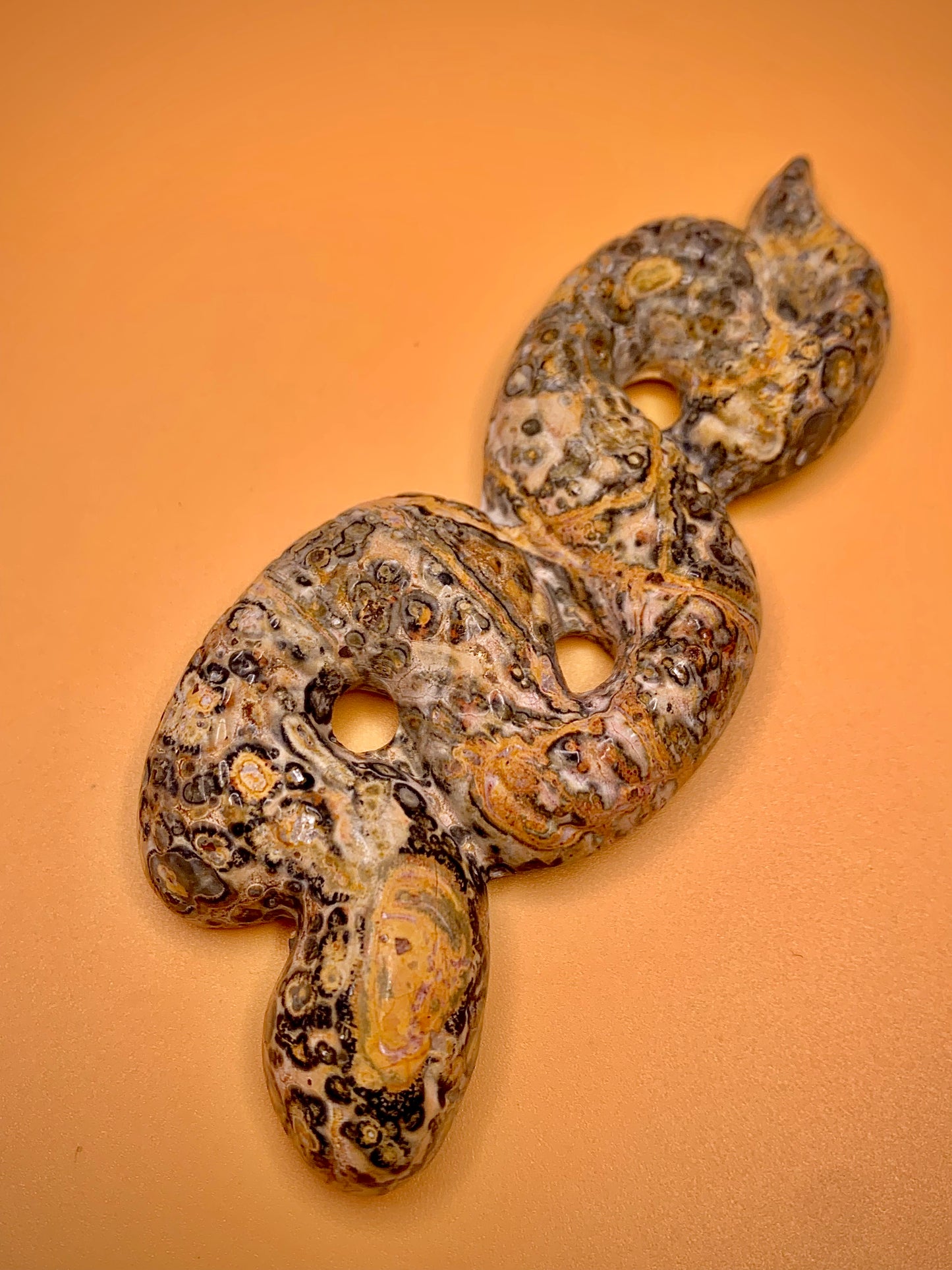 Leopard Skin Jasper Snake Carving