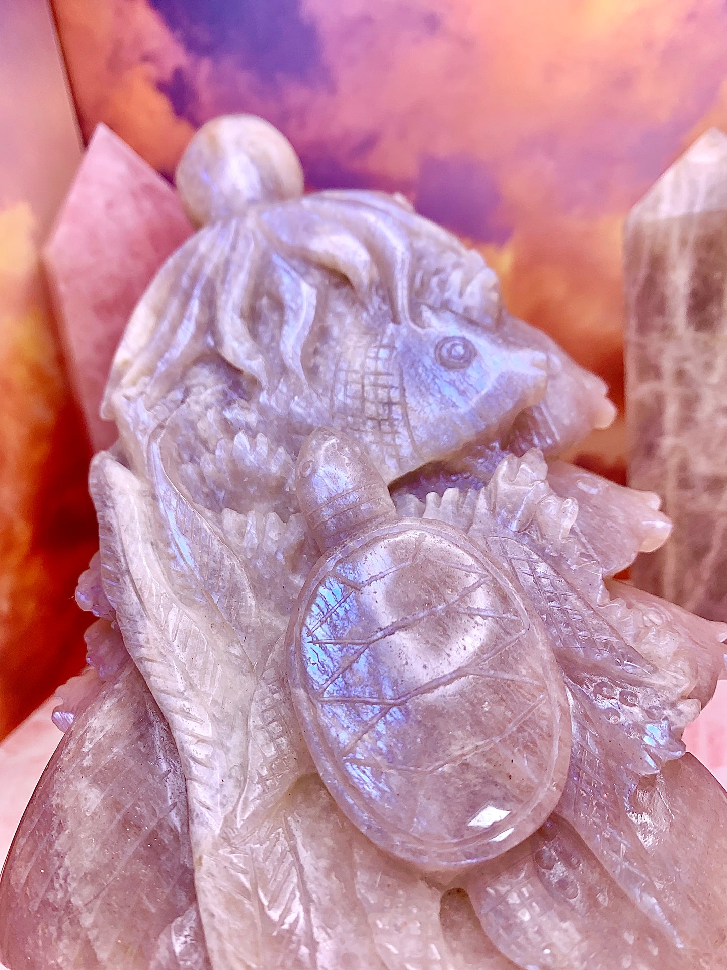 Moonstone Turtle and Fish Ocean Scene
