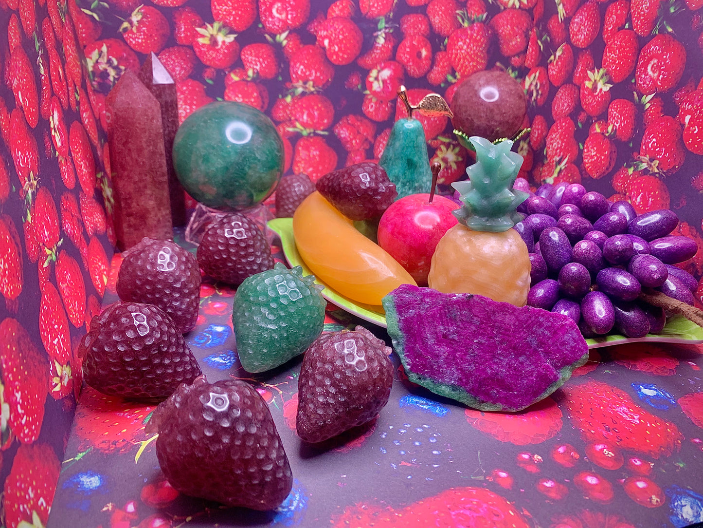 Strawberry Quartz Strawberry Carving (Smaller)