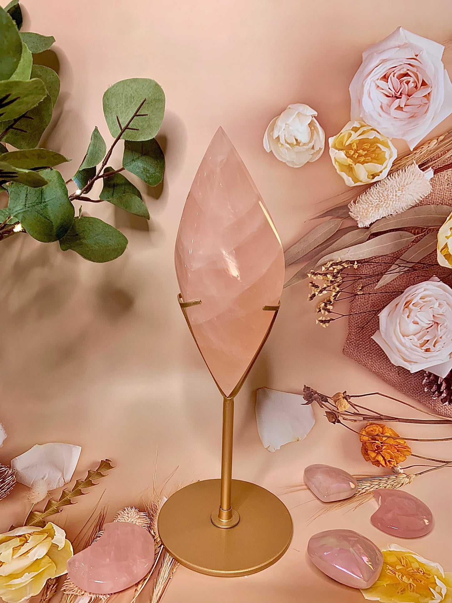 Rose Quartz Double Flame 🔥 in Stand