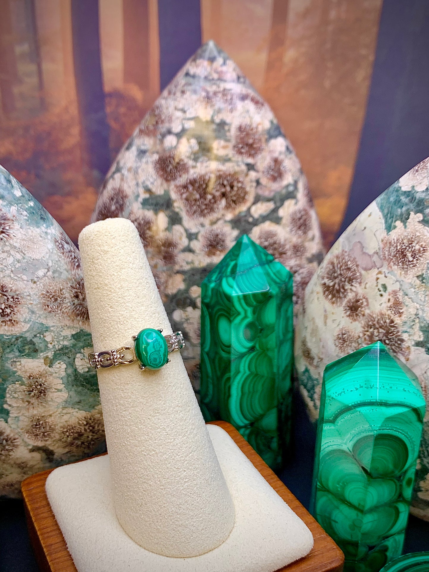 Malachite Ring in Sterling Silver *Adjustable*