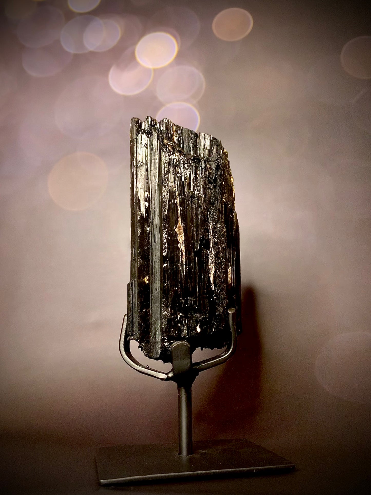 Brazilian Black Tourmaline in Stand