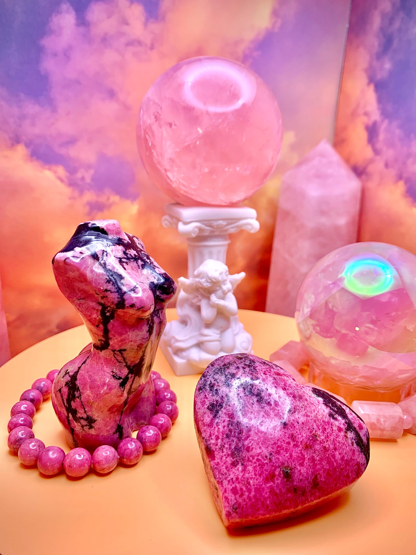 Rhodonite Heart Palm Stone