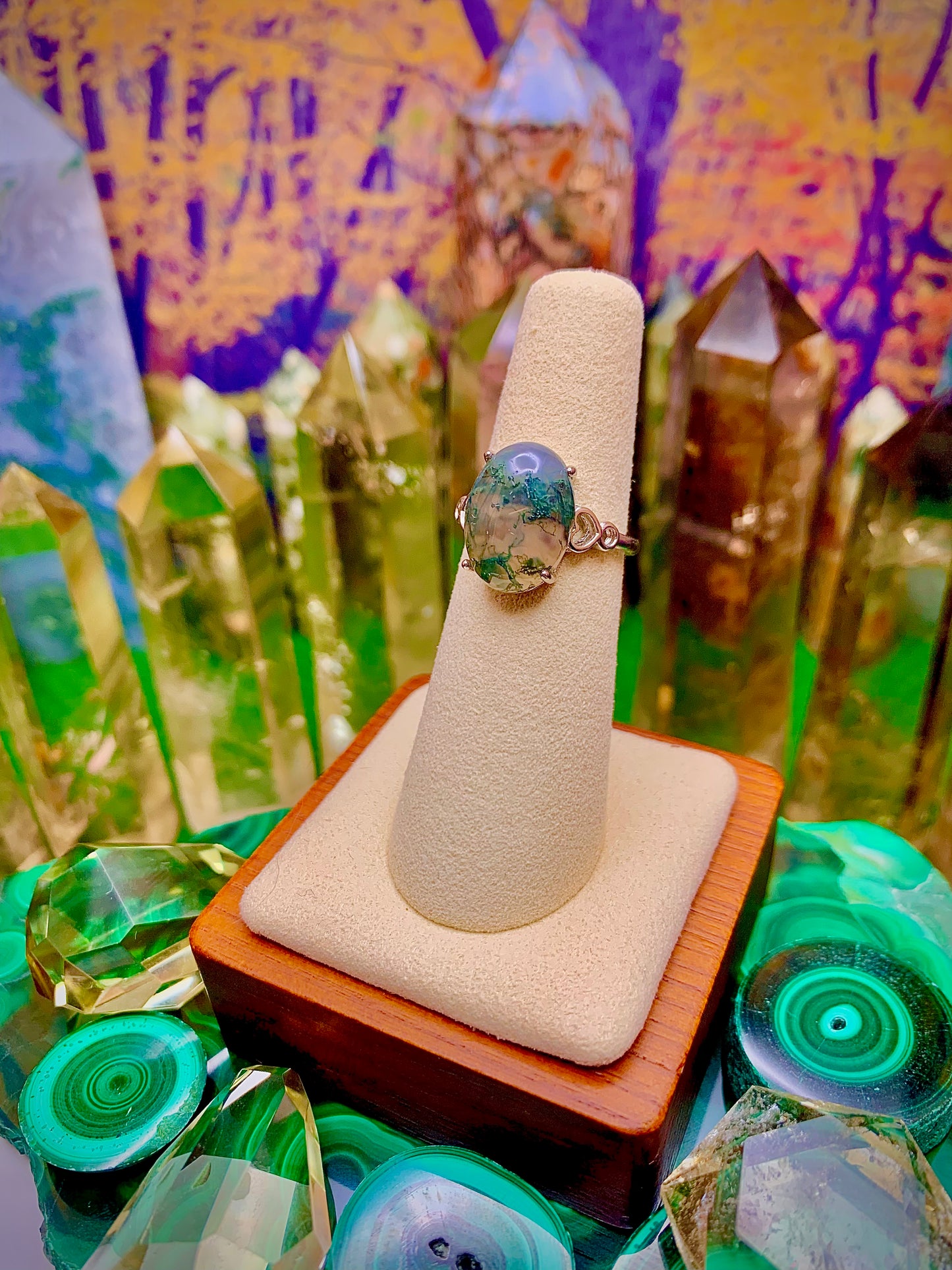 Green Moss Agate Ring