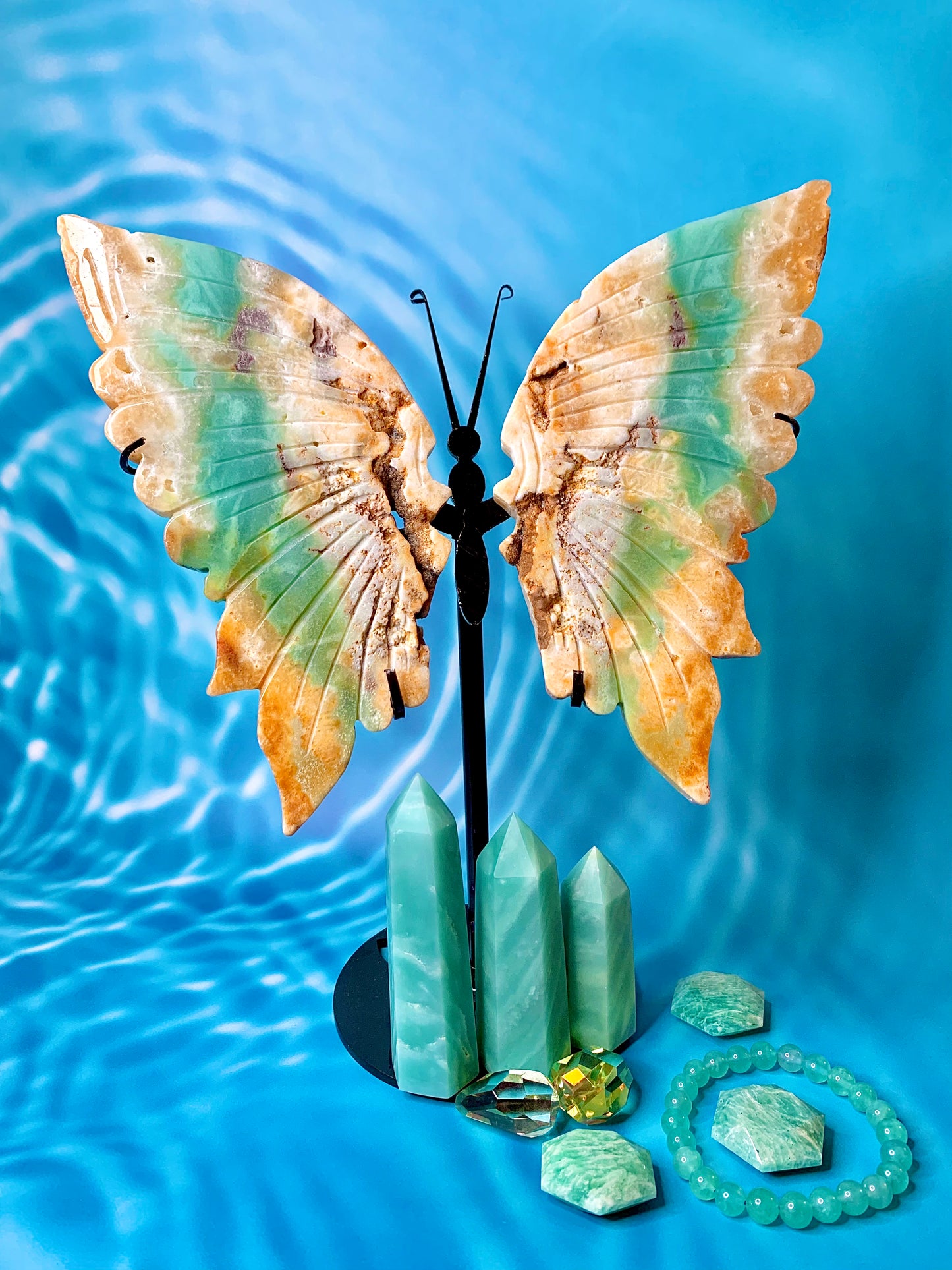 Amazonite Butterfly 🦋 Wings on Stand
