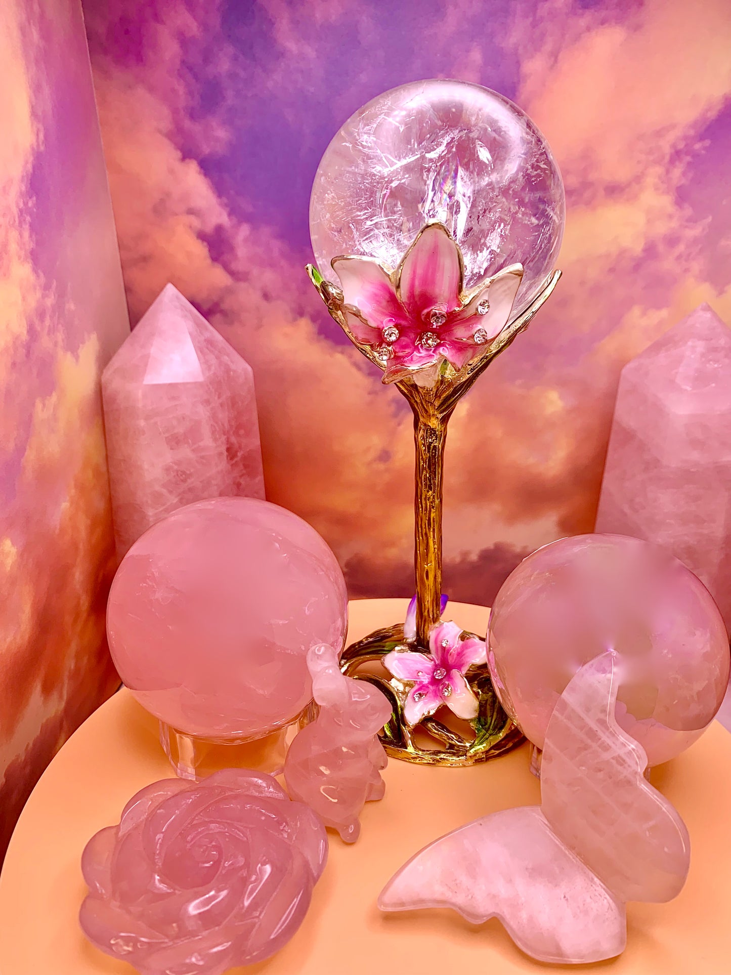 Clear Quartz Sphere with Rainbows