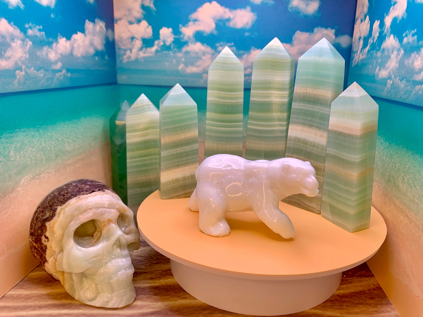 Caribbean Calcite Towers (Pistachio) *Medium*