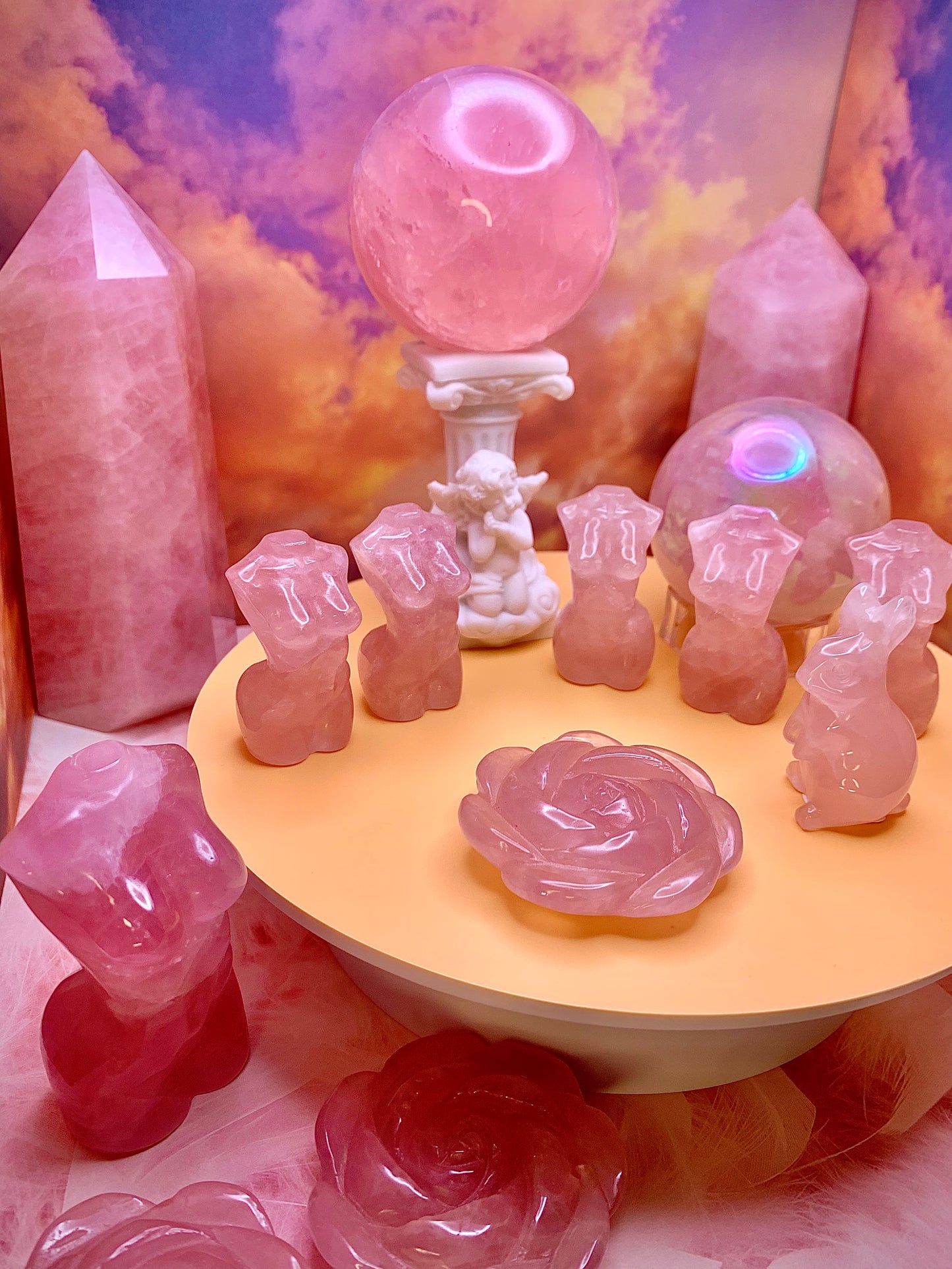 Rose Quartz Rose Carving