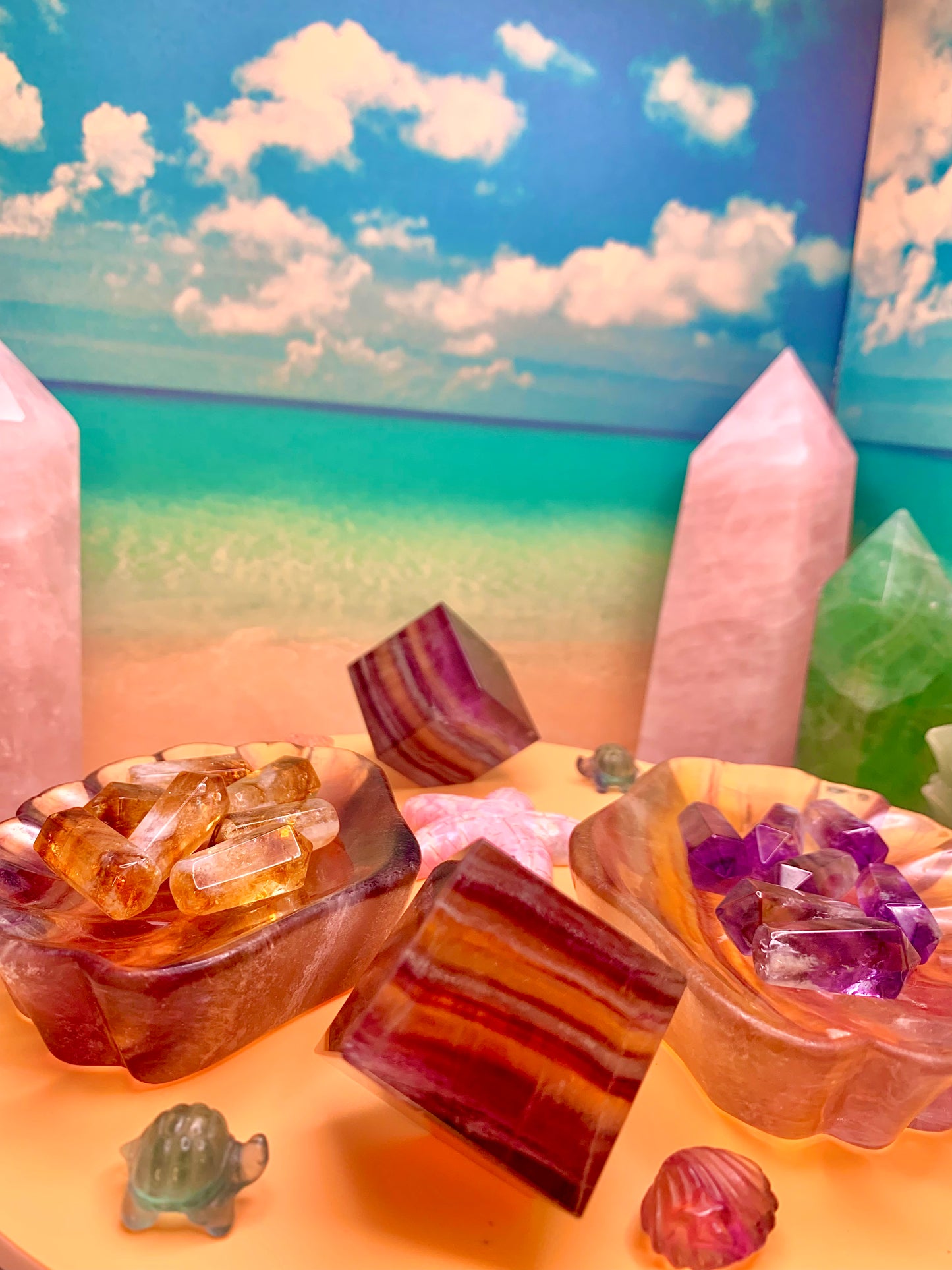 Purple & Yellow Candy Fluorite Shell Bowl (Large)