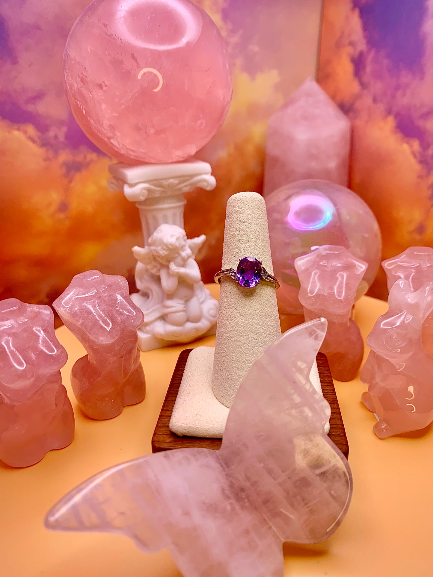 Amethyst Faceted Oval Ring in Sterling Silver