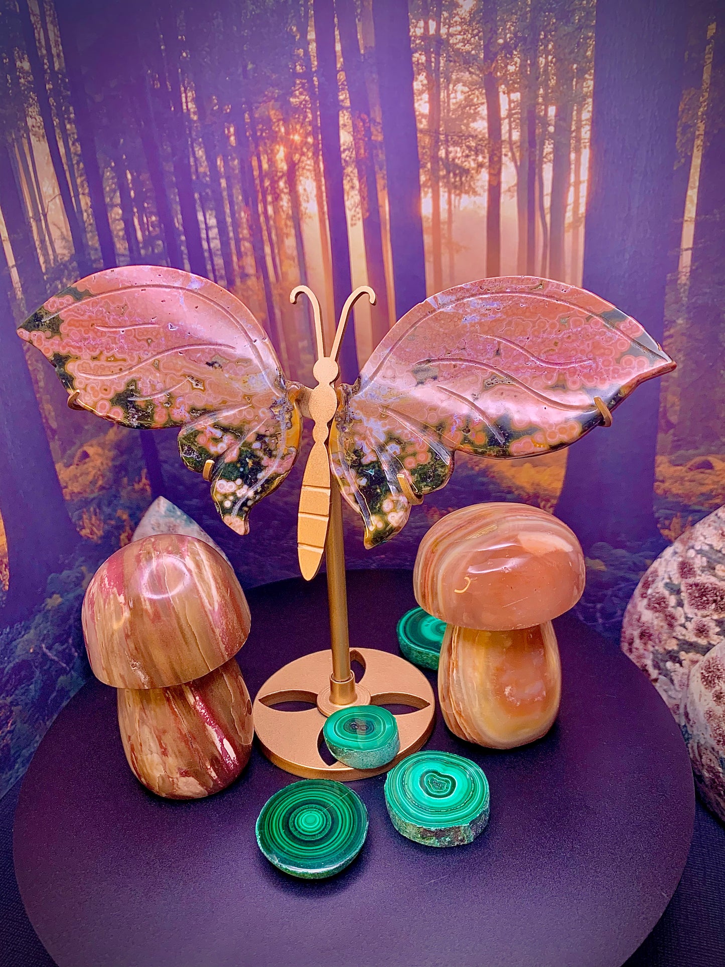 Ocean Jasper Butterfly Carving on Stand