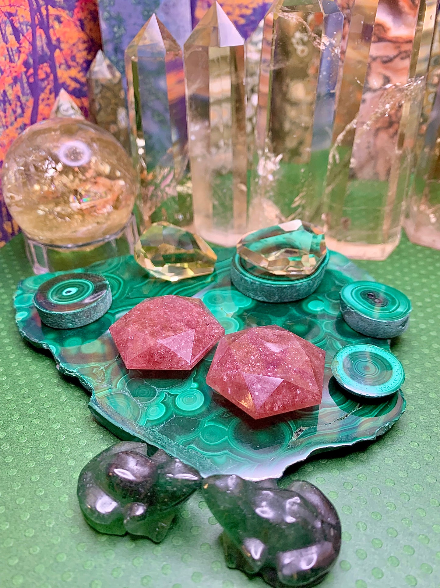 Red Strawberry Quartz Star of David Pocket Stone