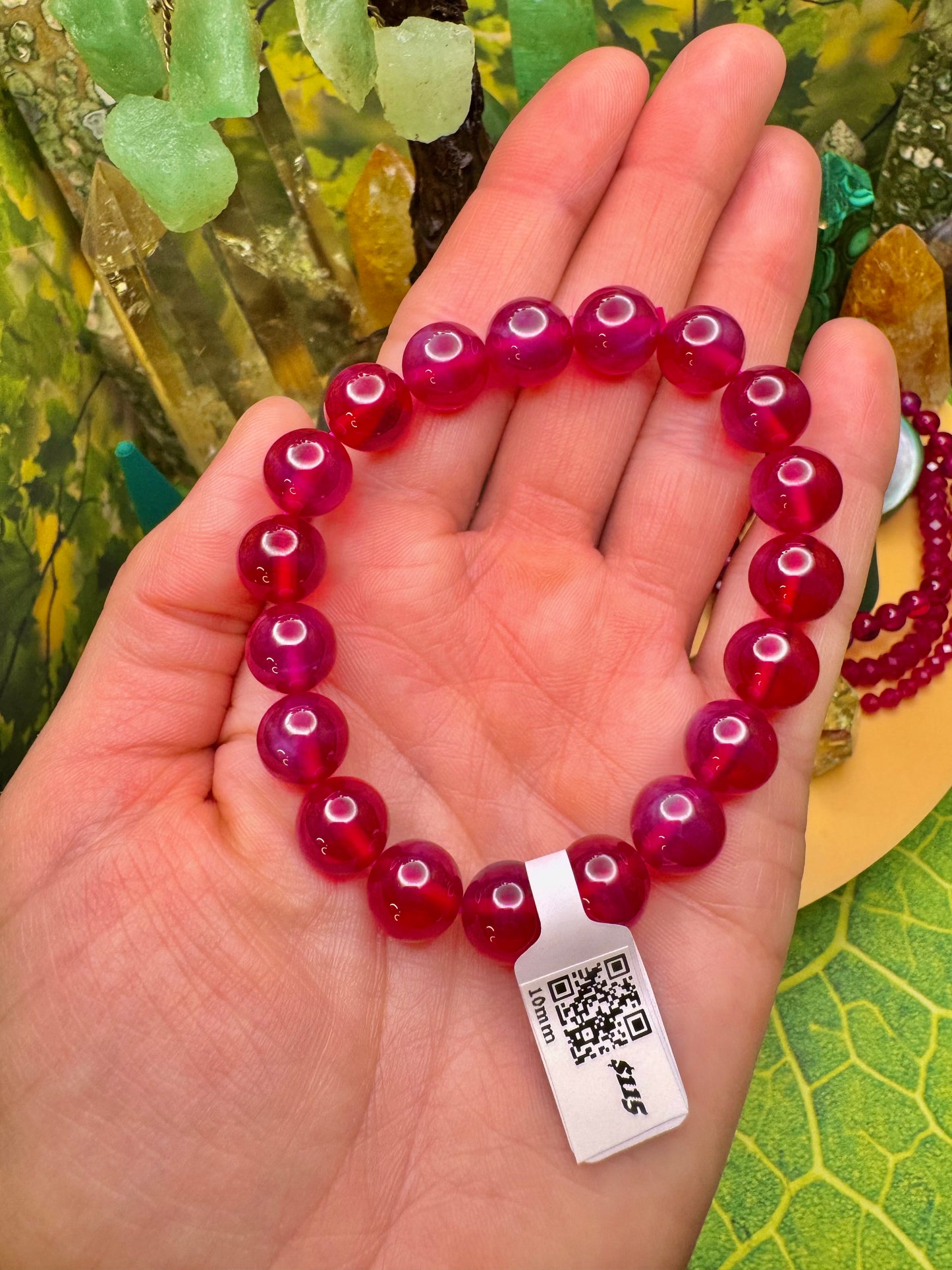 Star Ruby Round Bead Bracelet (10mm)