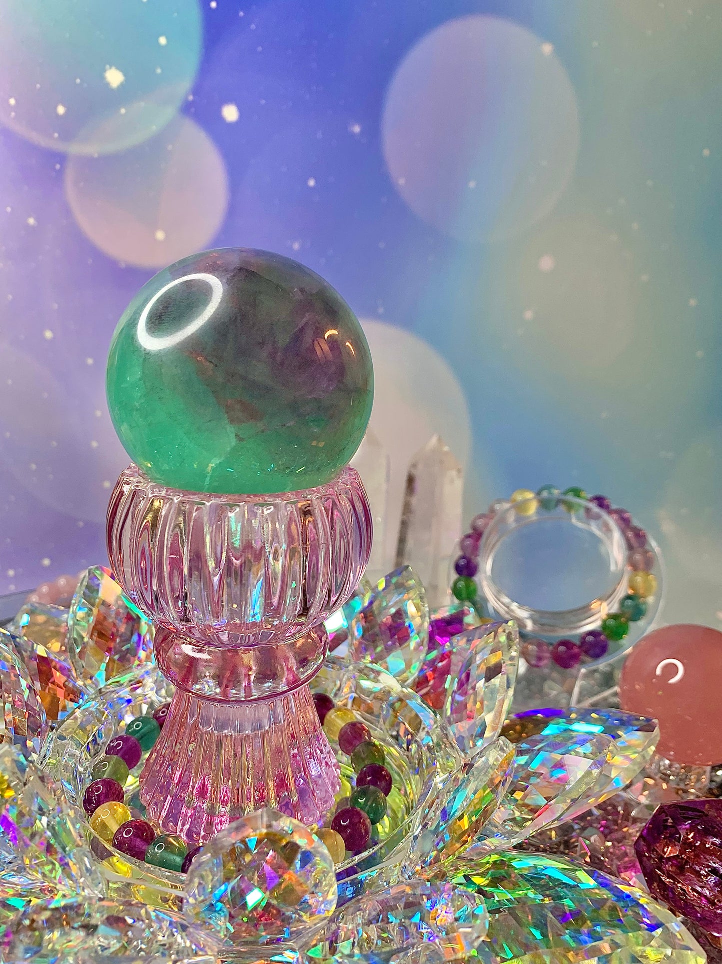 Watermelon Fluorite Sphere